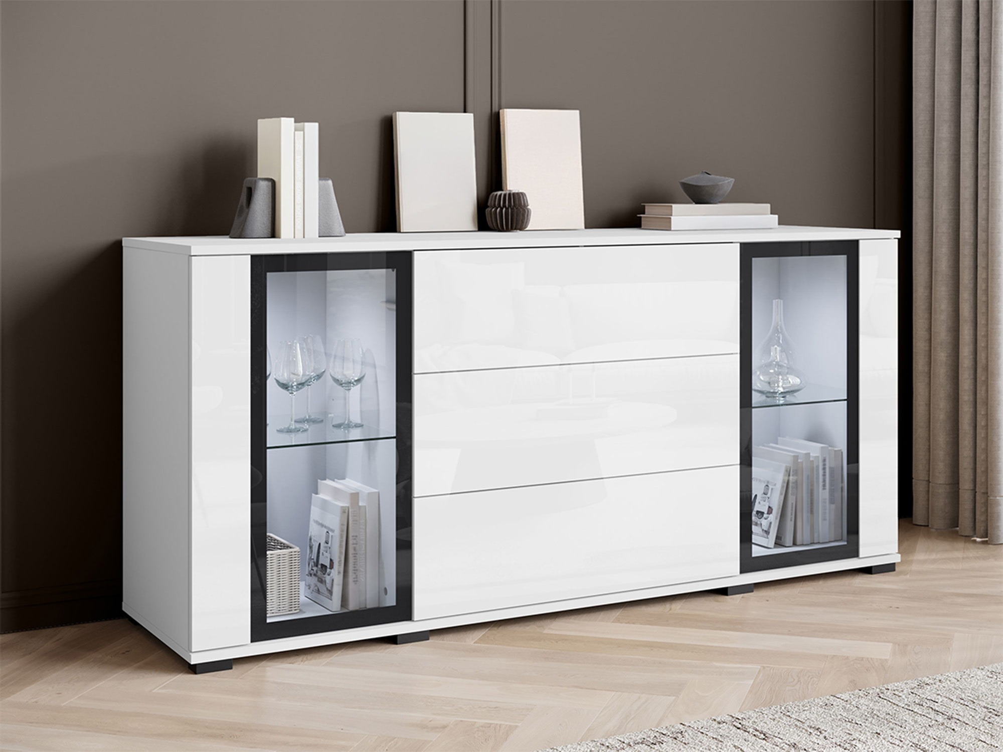 Cassettiera Torcame 101 (Bianco + Bianco lucido)
