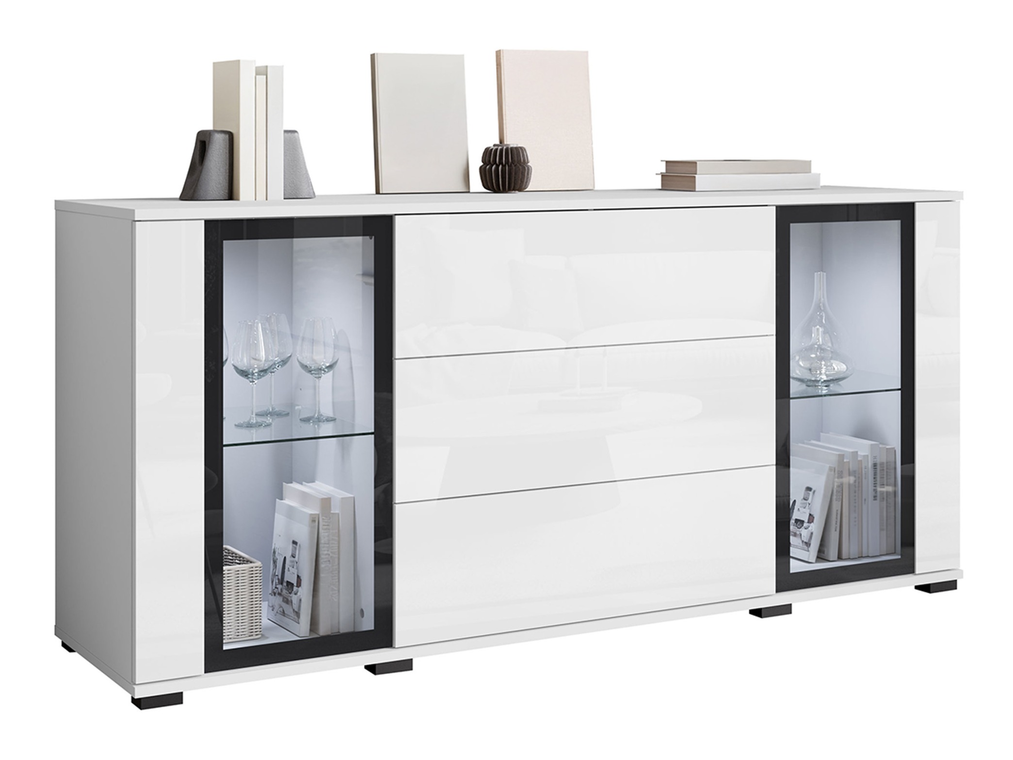 Cassettiera Torcame 101 (Bianco + Bianco lucido)