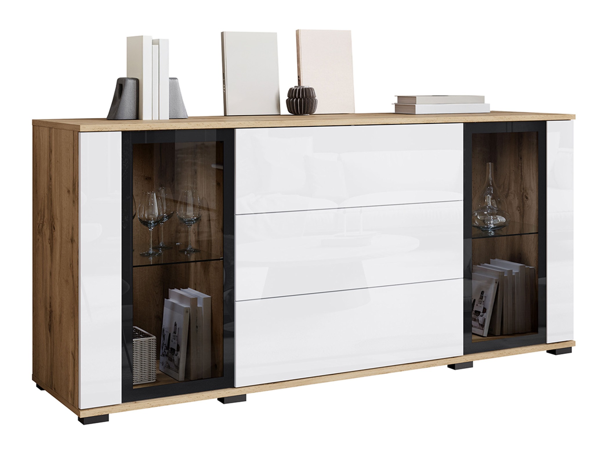 Cassettiera Torcame 101 (Quercia di Wotan + Bianco lucido)