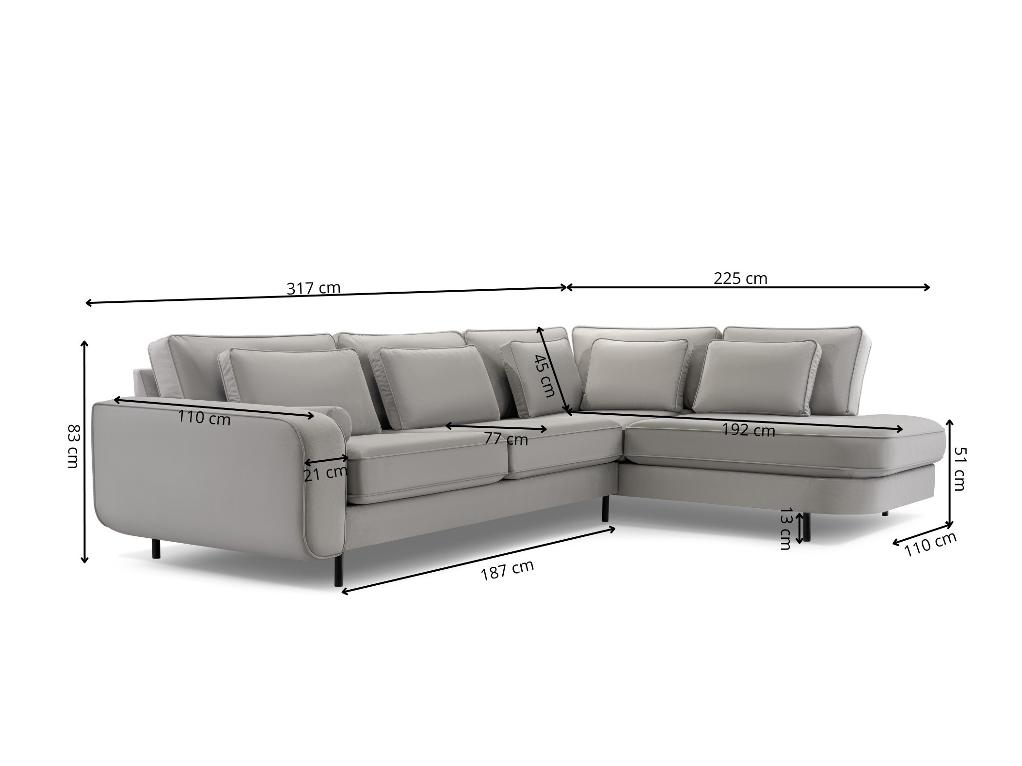 Divano angolare Lufkin 158 (Modo 2301)