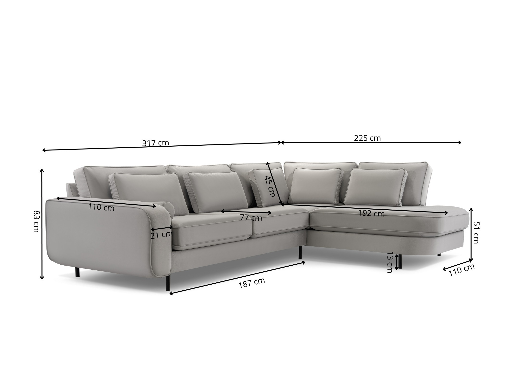 Divano angolare Lufkin 158 (Modo 2322)