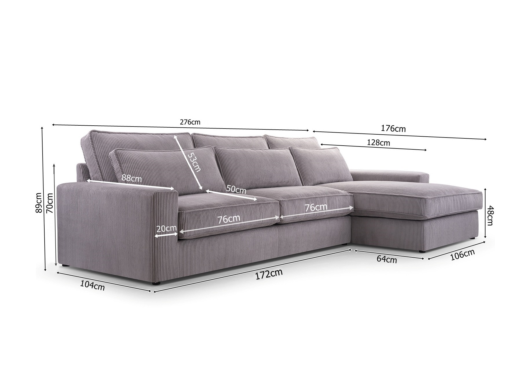 Divano angolare Lufkin 137 (Destra)