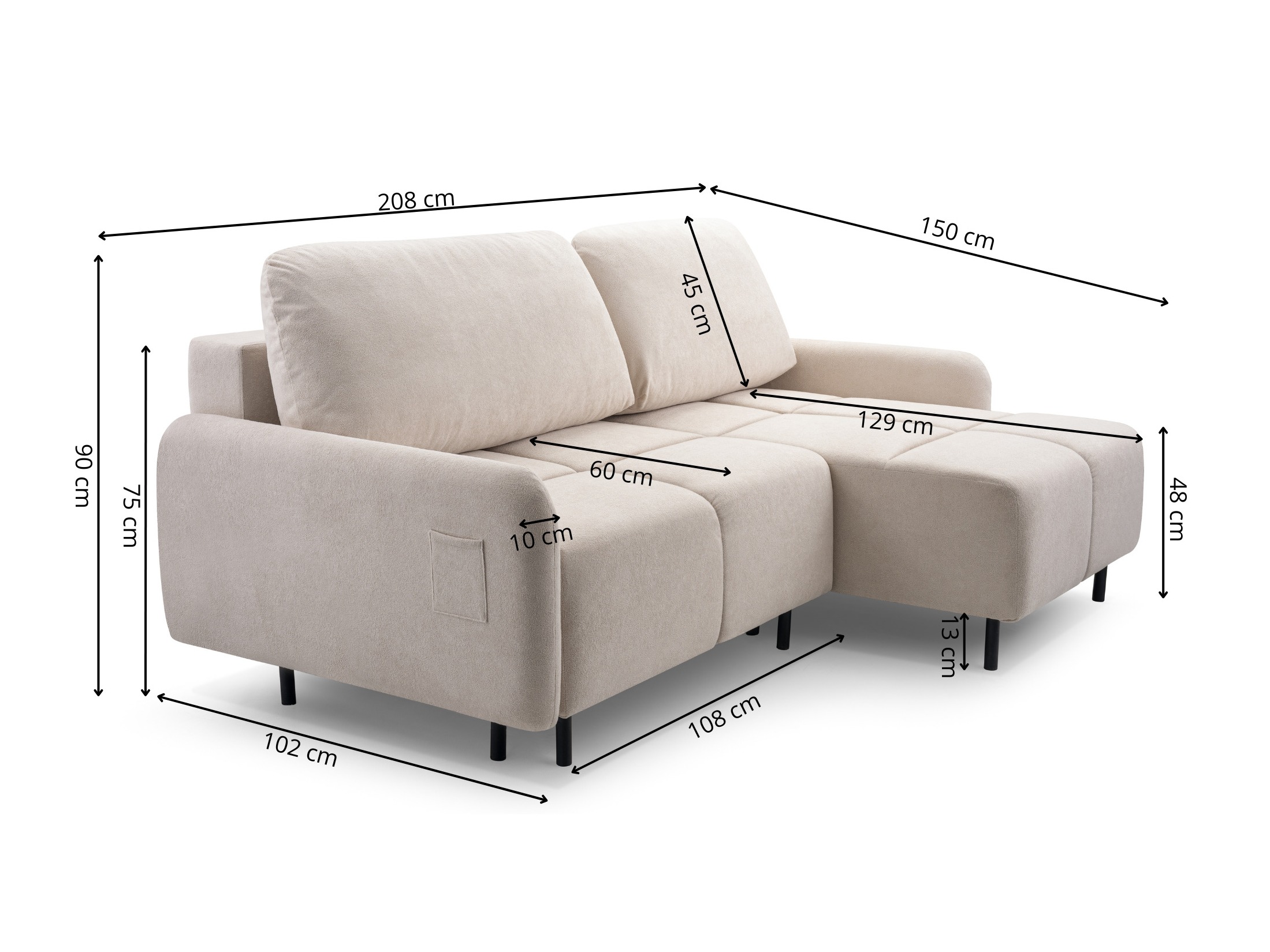 Divano angolare Lufkin 155 (Gerra 80)