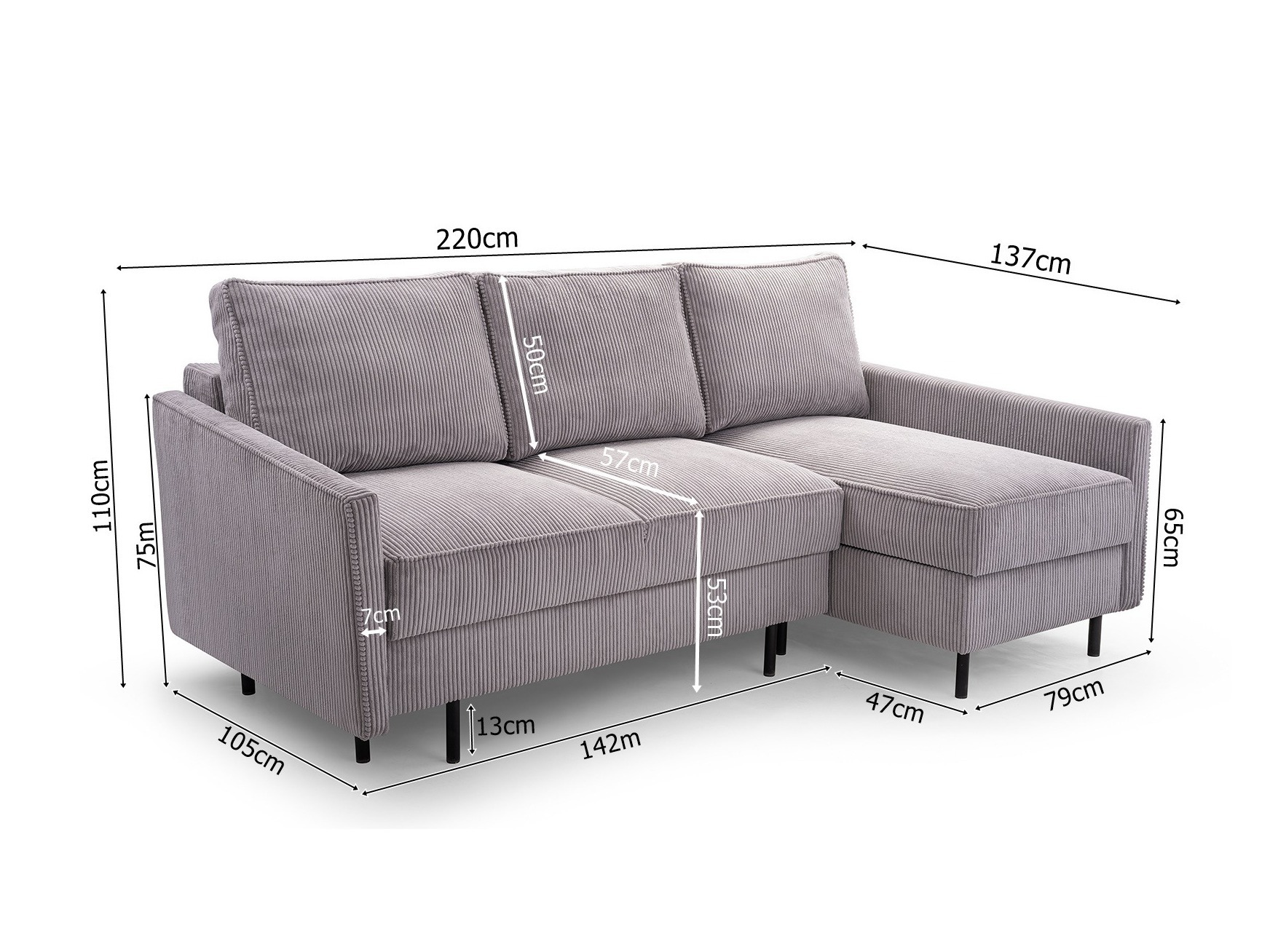 Divano angolare Lufkin 164 (Monolith 84)