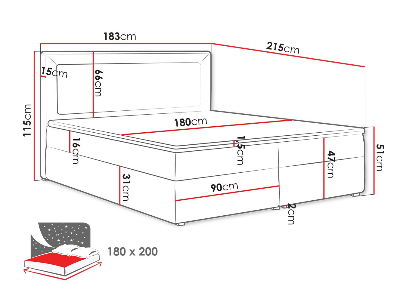 Letto continentale Pomona 112 (Victoria 14 864)