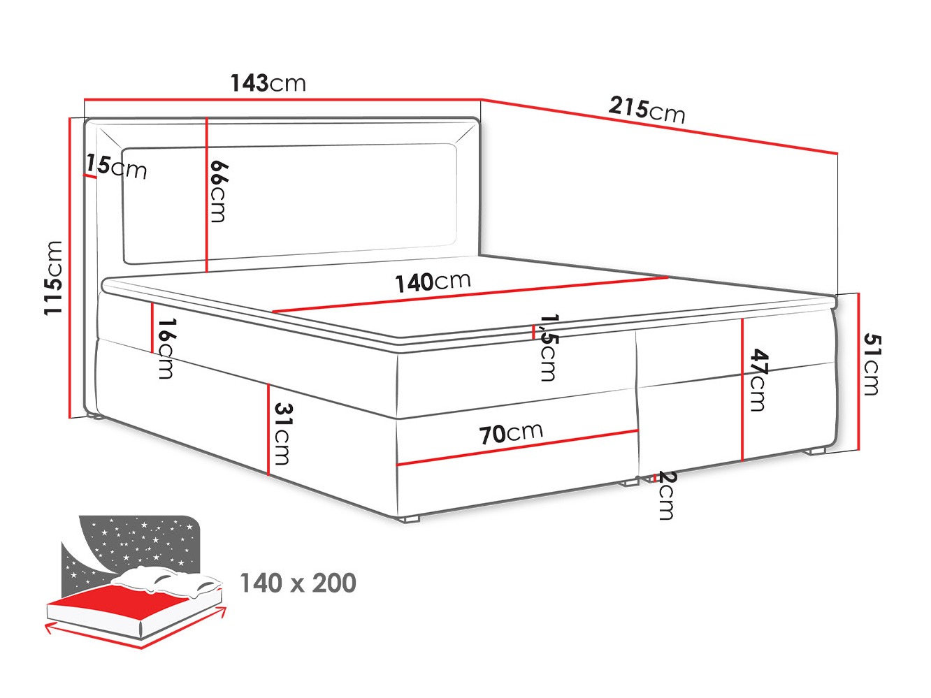 Letto continentale Pomona 112 (Victoria 14 866)