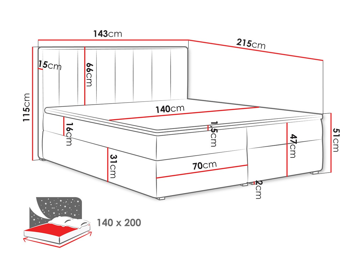 Letto continentale Pomona 116 (Magic velluto 2206)
