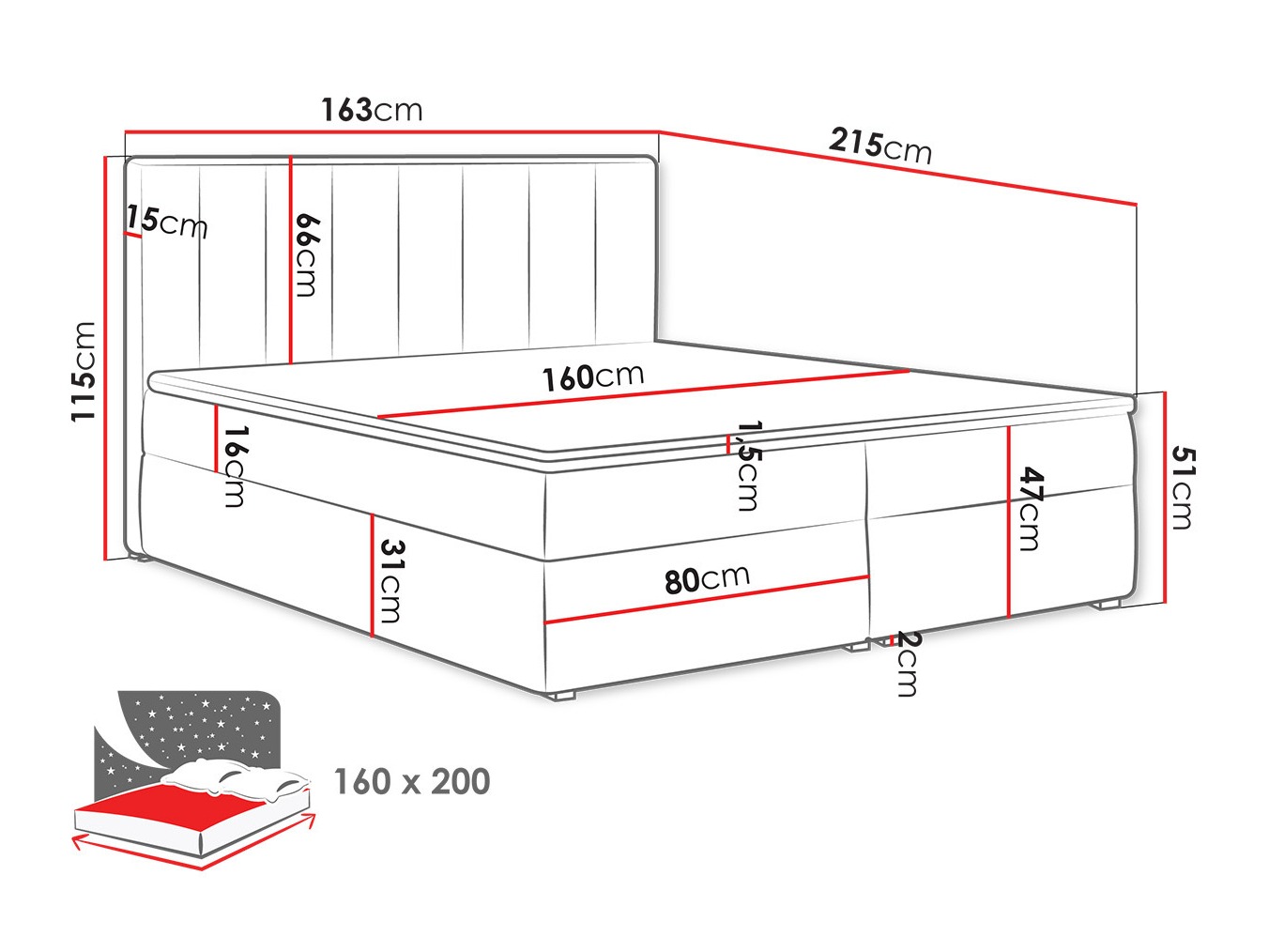 Letto continentale Pomona 116 (Magic velluto 2206)