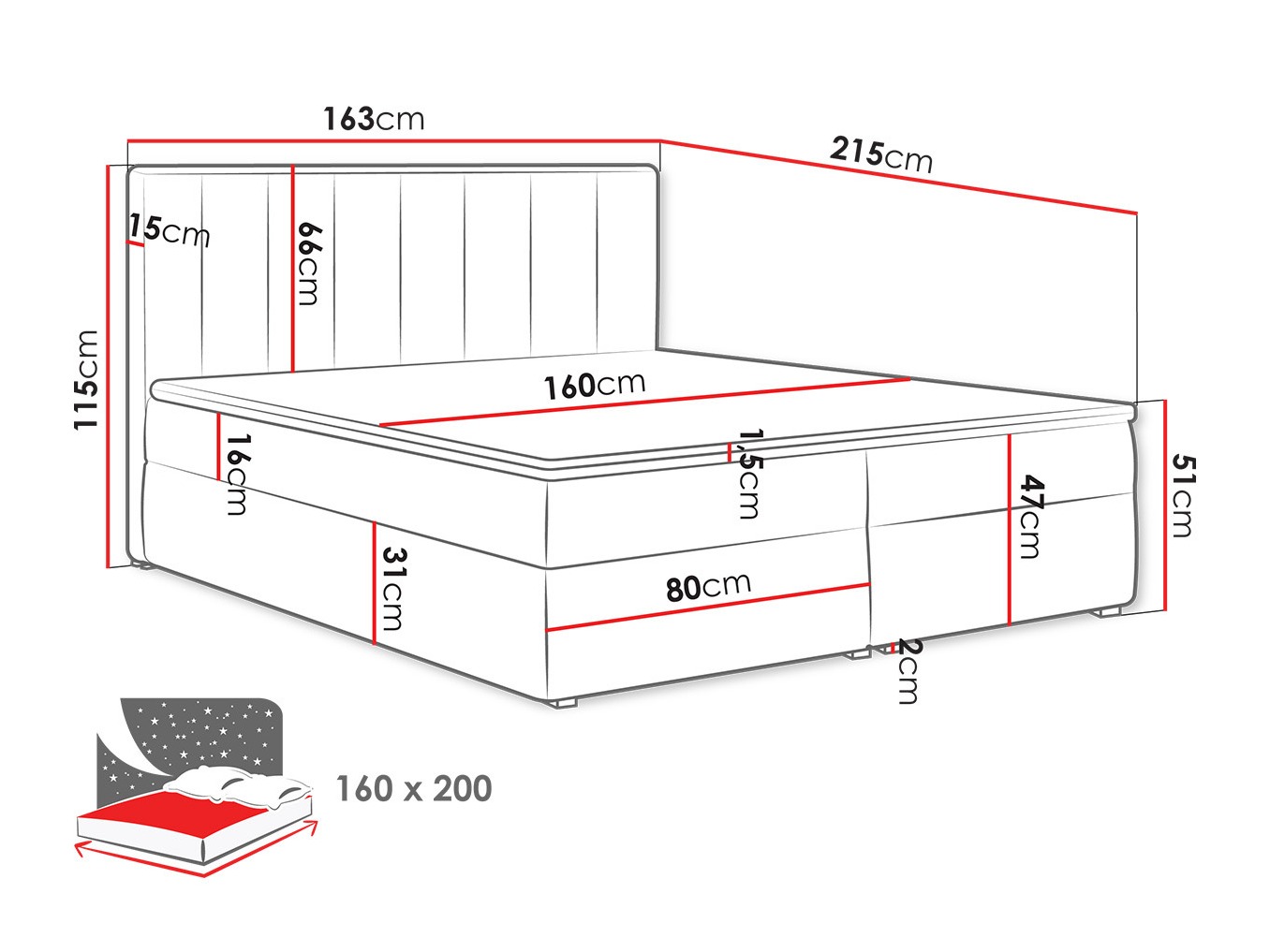 Letto continentale Pomona 116 (Magic velluto 2216)
