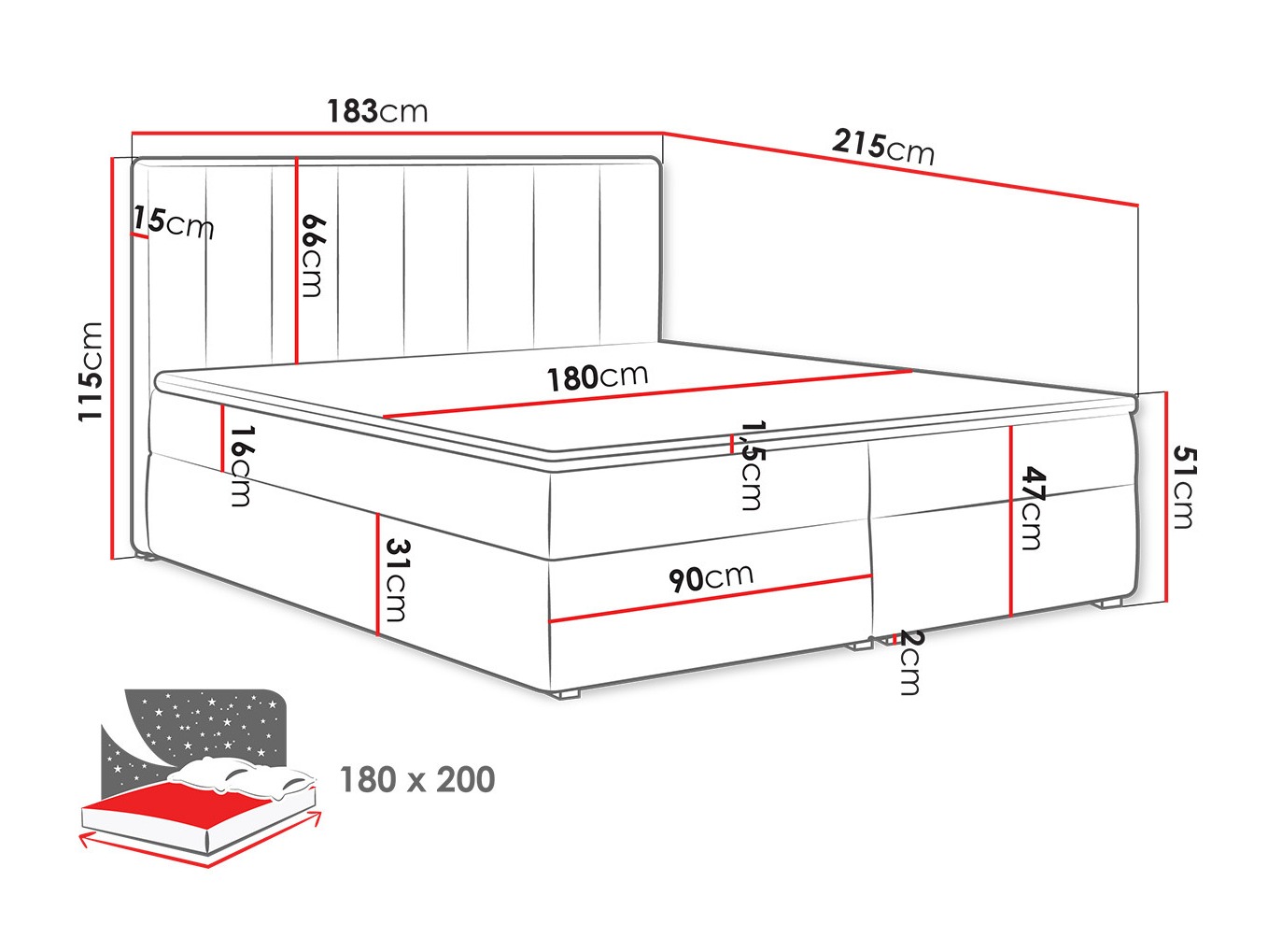 Letto continentale Pomona 116 (Magic velluto 2216)