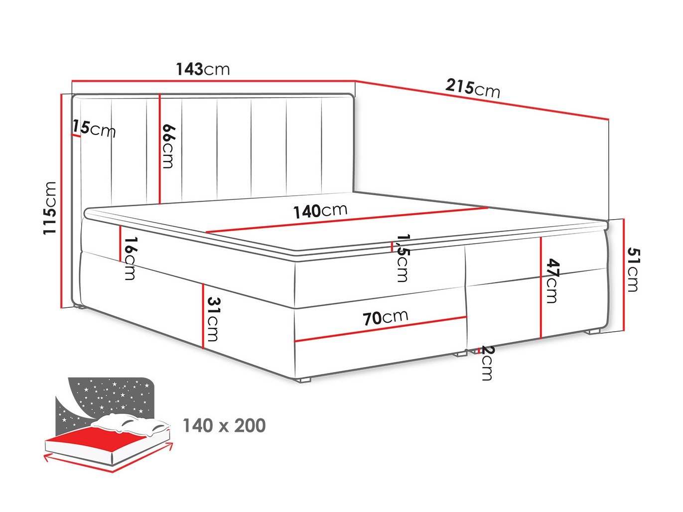 Letto continentale Pomona 116 (Magic velluto 2217)