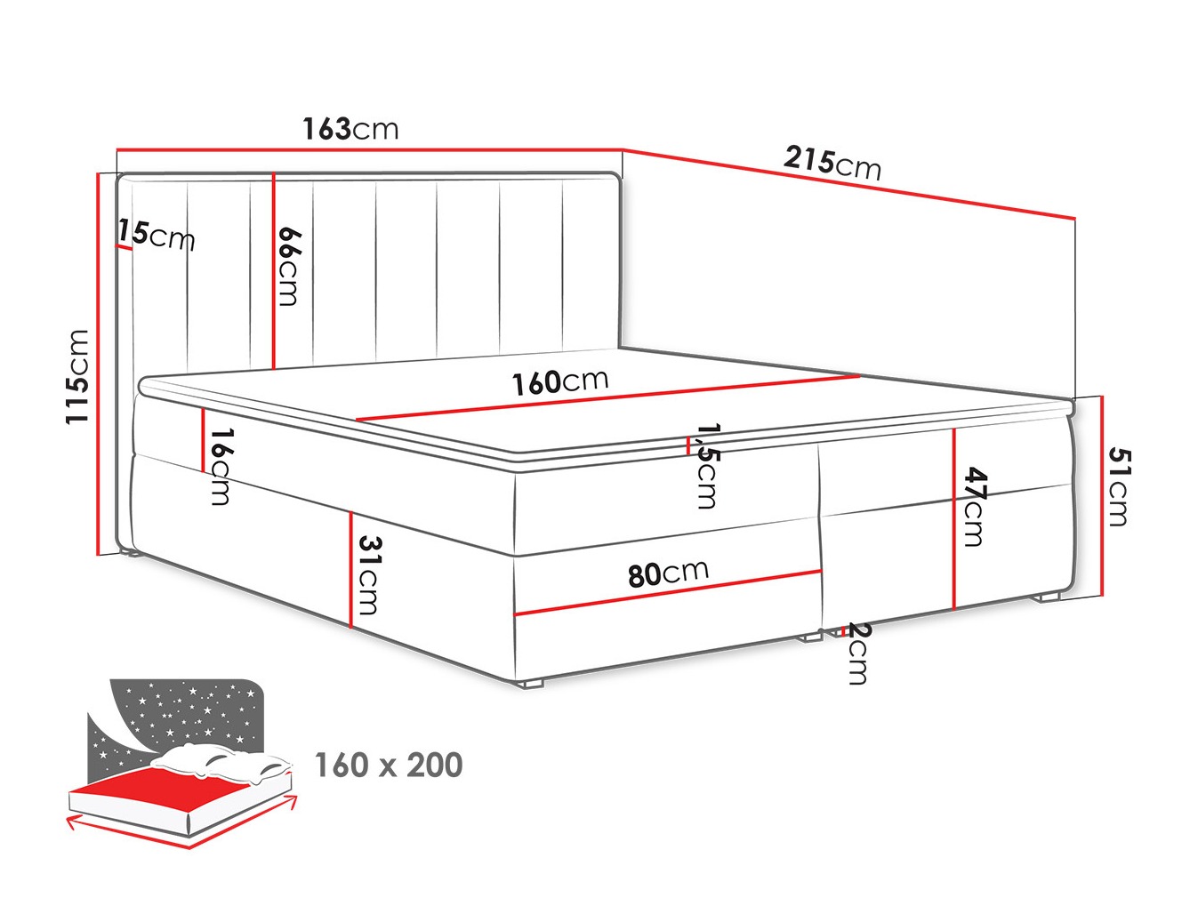 Letto continentale Pomona 116 (Magic velluto 2225)
