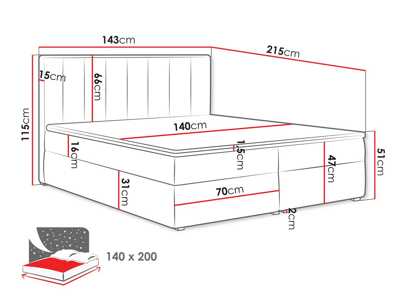 Letto continentale Pomona 116 (Magic velluto 2258)