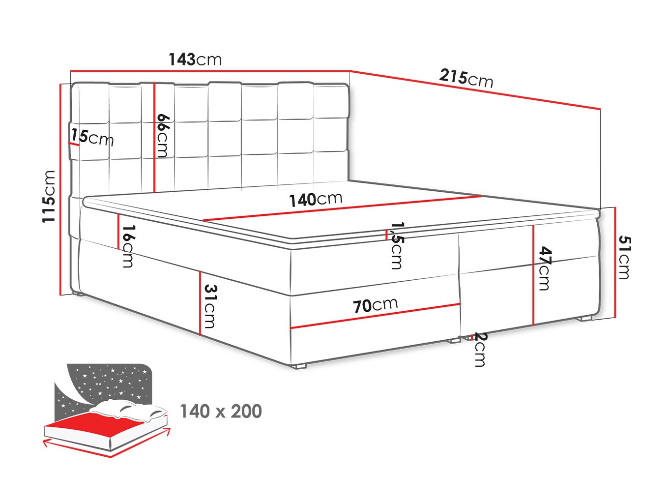 Letto continentale Pomona 117 (Kronos 02)