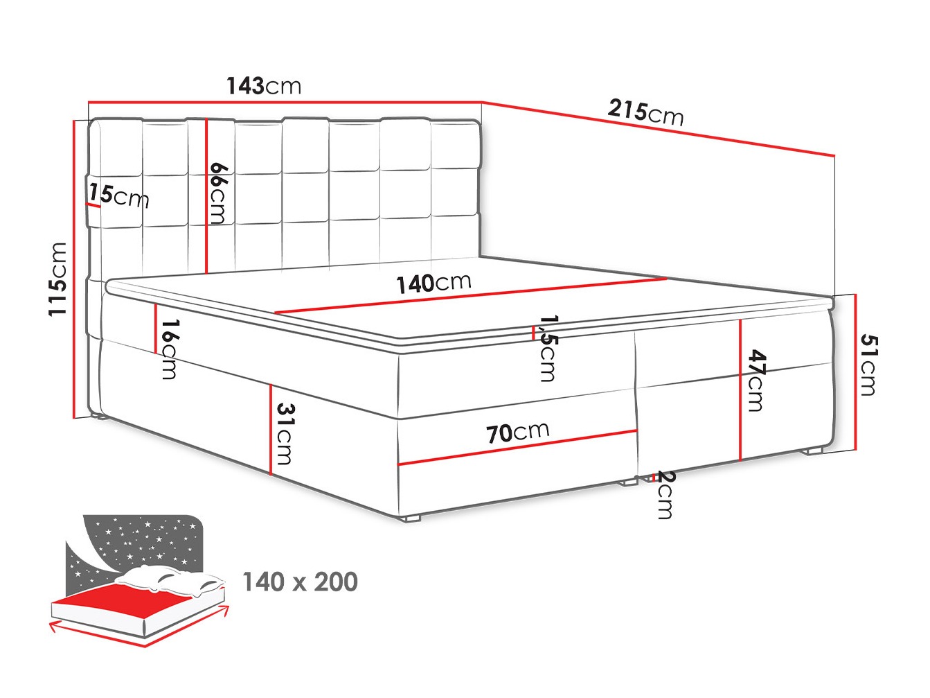 Letto continentale Pomona 117 (Kronos 09)