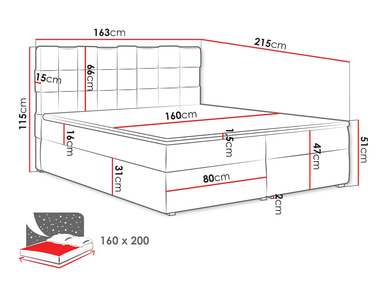 Letto continentale Pomona 117 (Kronos 22)