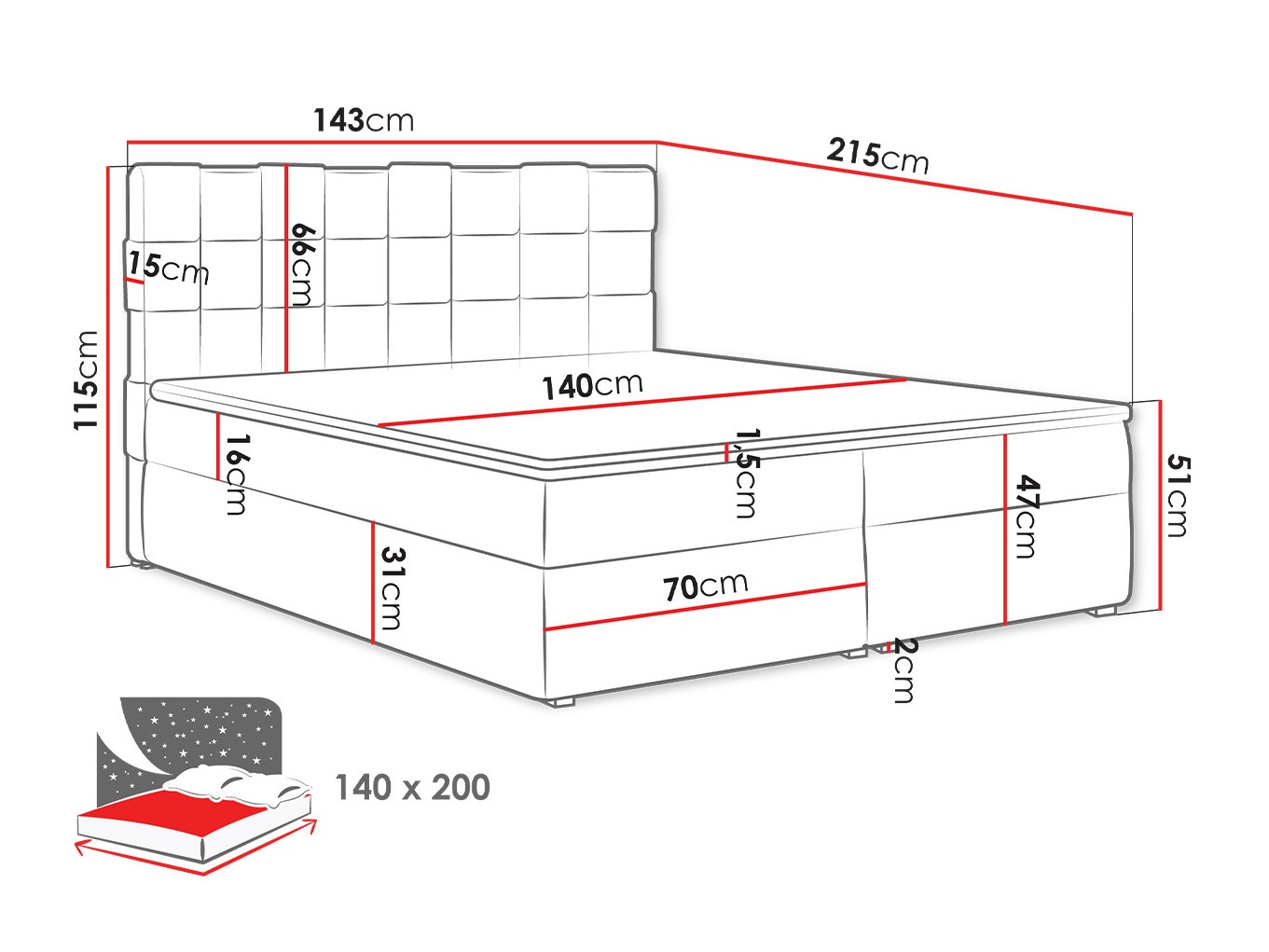 Letto continentale Pomona 117 (Kronos 35)