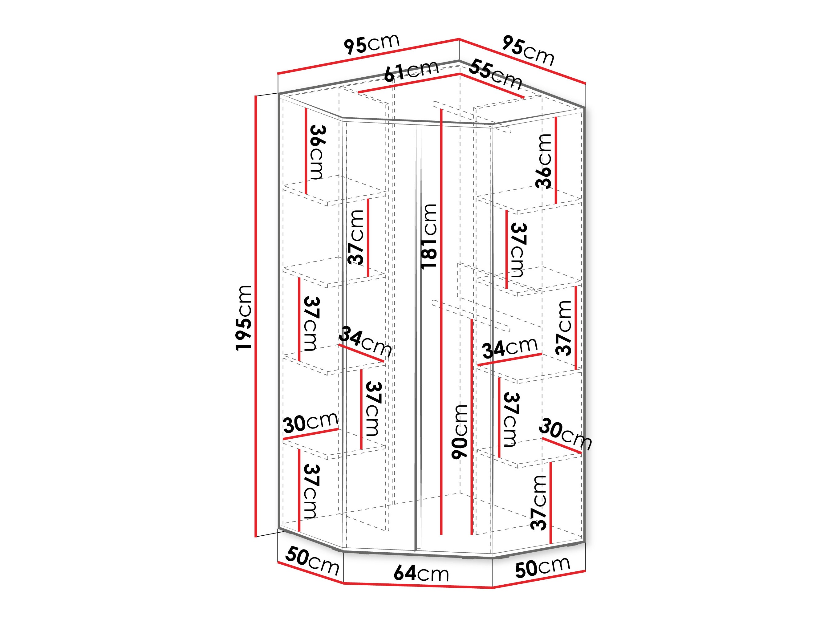 Armadio ad angolo Fiosono 101 (Eucalipto + Quercia)