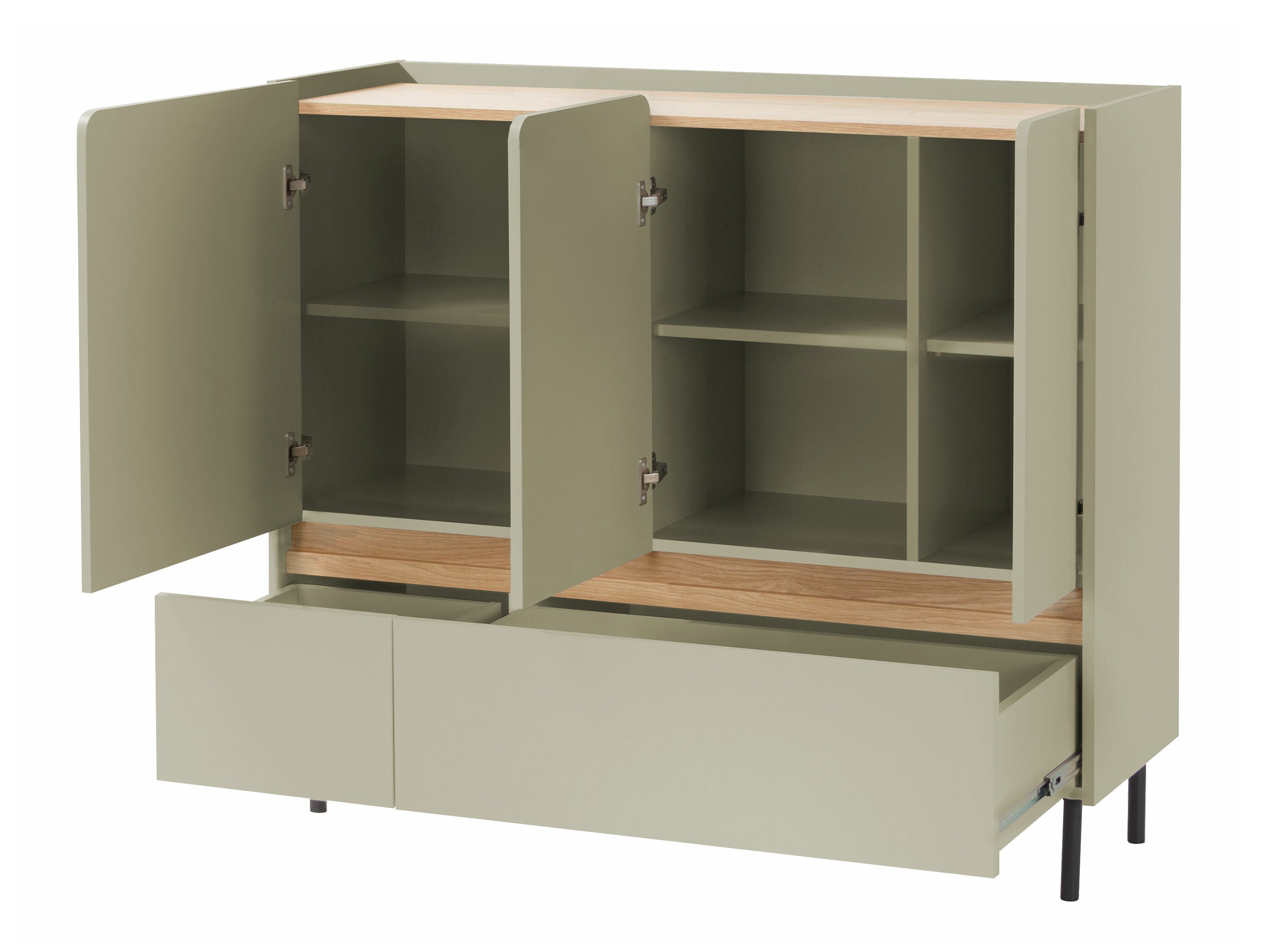 Cassettiera Fiosono 106 (Verde polveroso + Quercia)