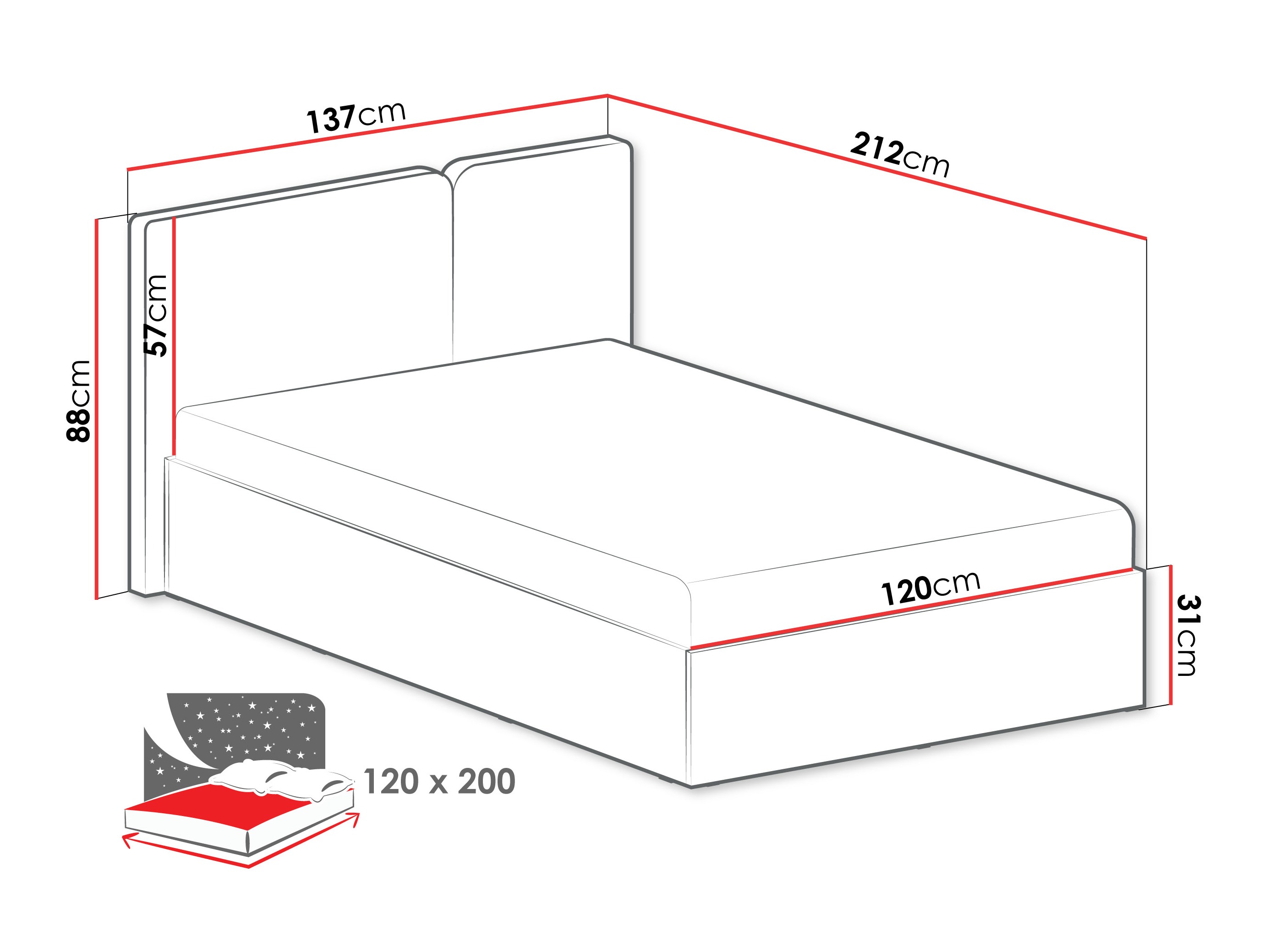 Letto Fiosono 112 (Beige + Rovere chiaro)