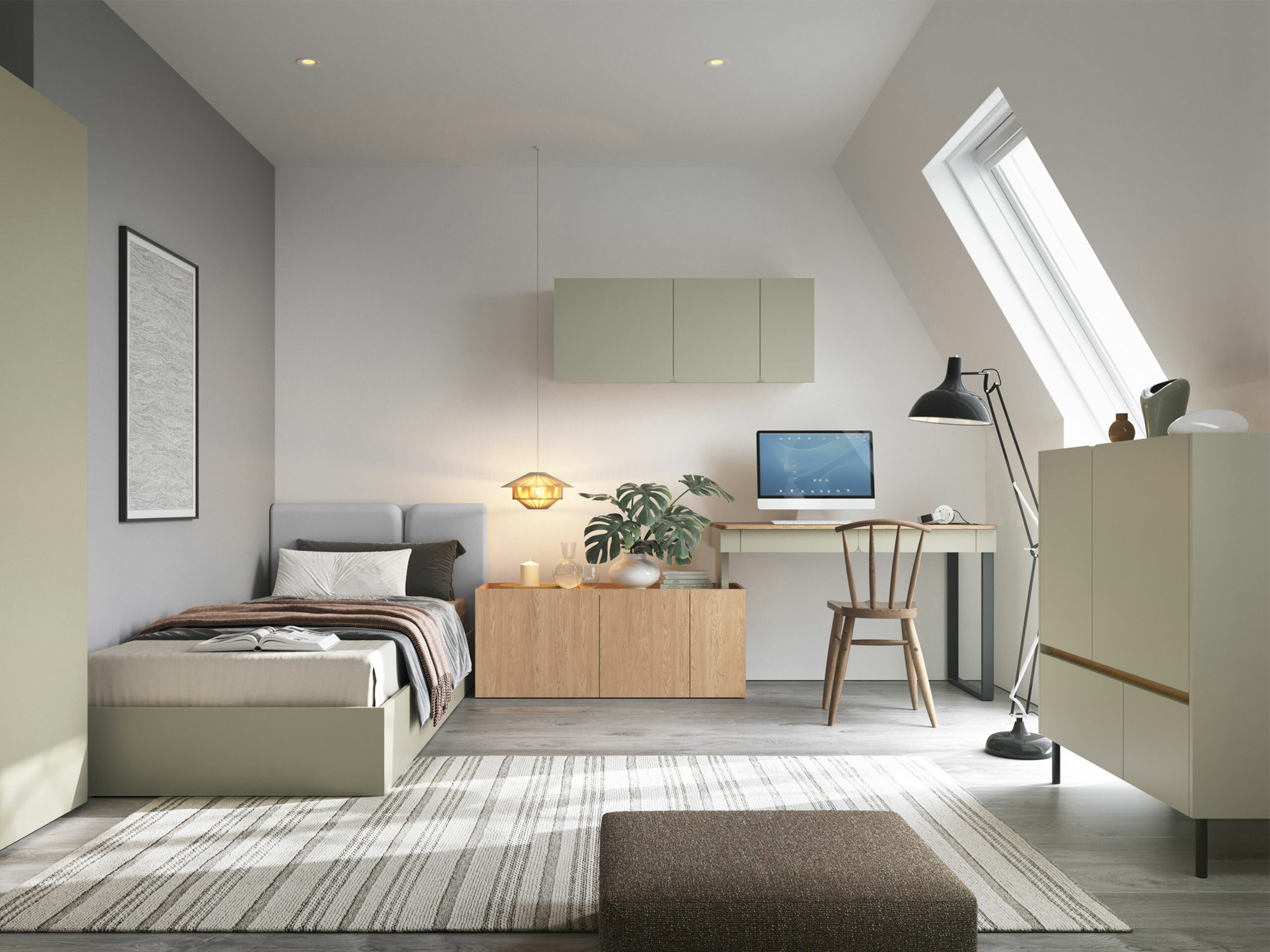 Pensile Fiosono 111 (Verde polveroso + Quercia)