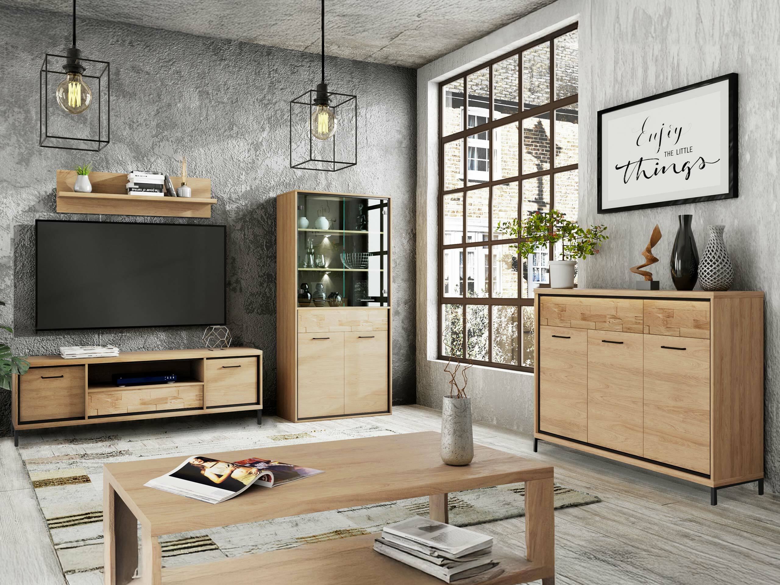Parete attrezzata Etrmoni 118 (Luminoso legno + Quercia)