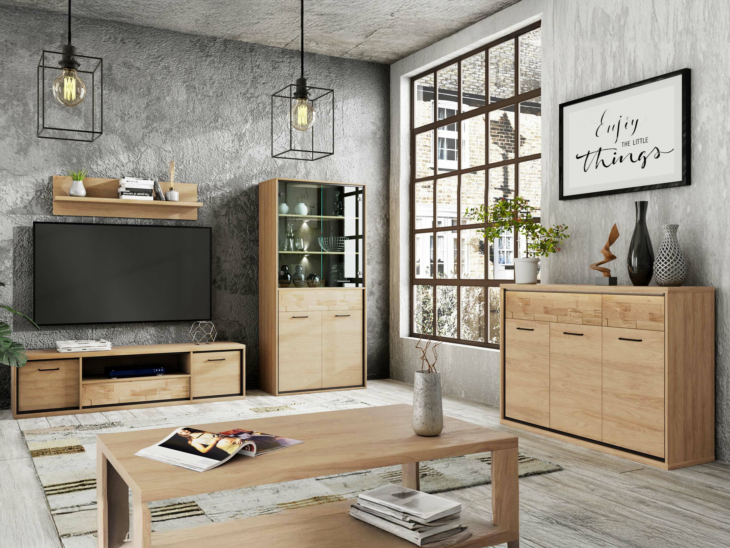 Parete attrezzata Etrmoni 118 (Luminoso legno + Quercia)