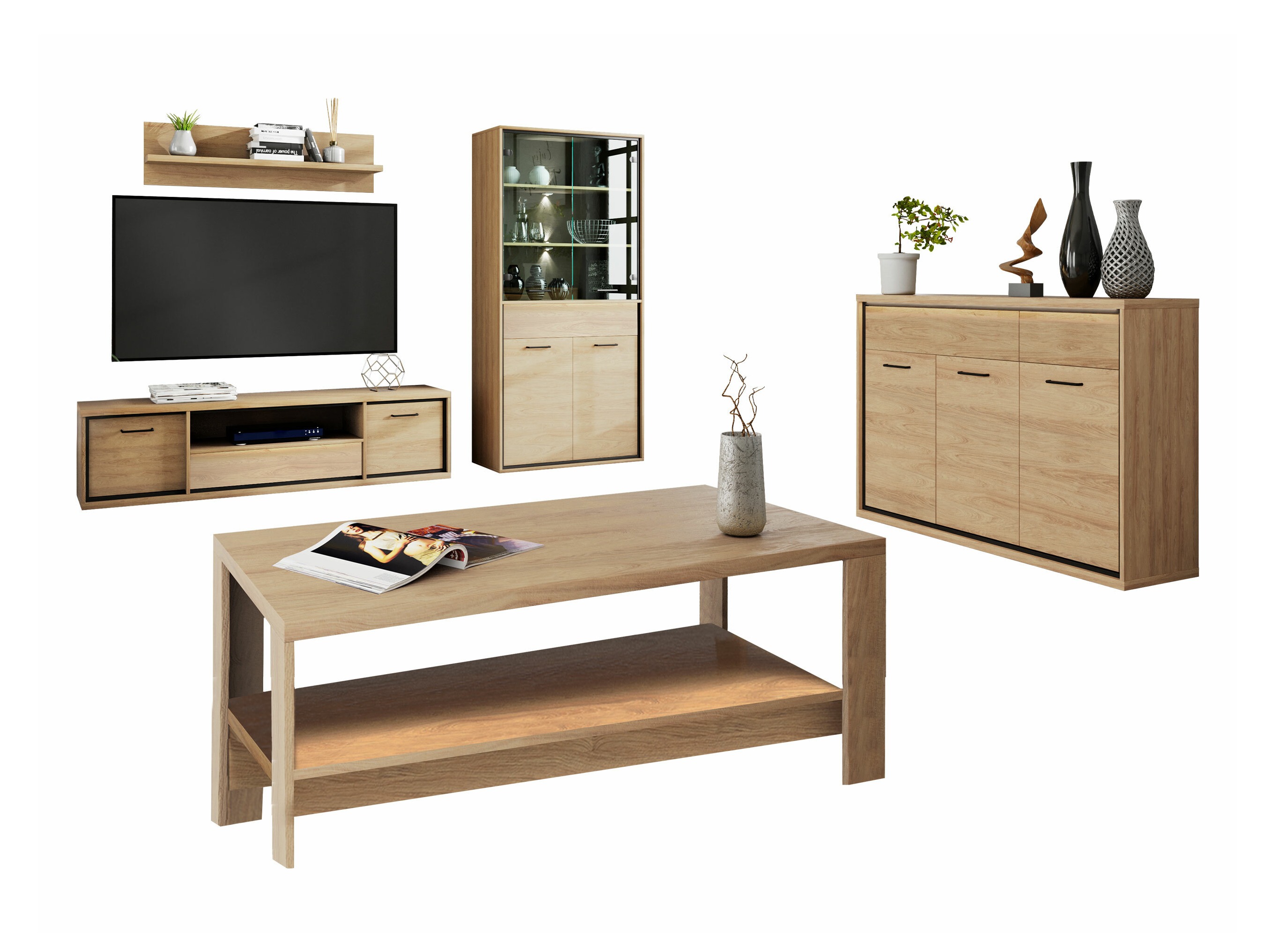 Parete attrezzata Etrmoni 118 (Luminoso legno)