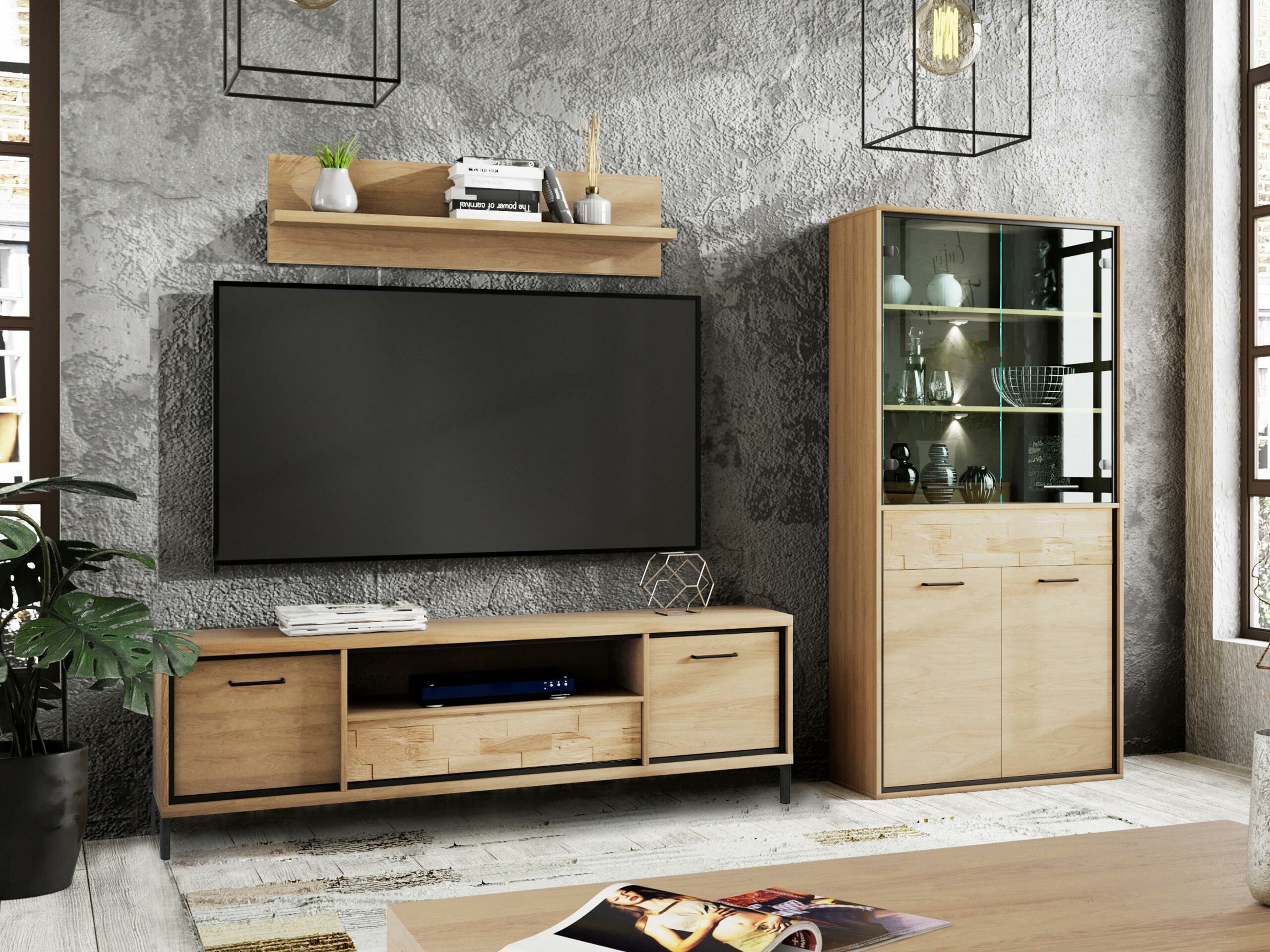 Parete attrezzata Etrmoni 119 (Luminoso legno + Quercia)