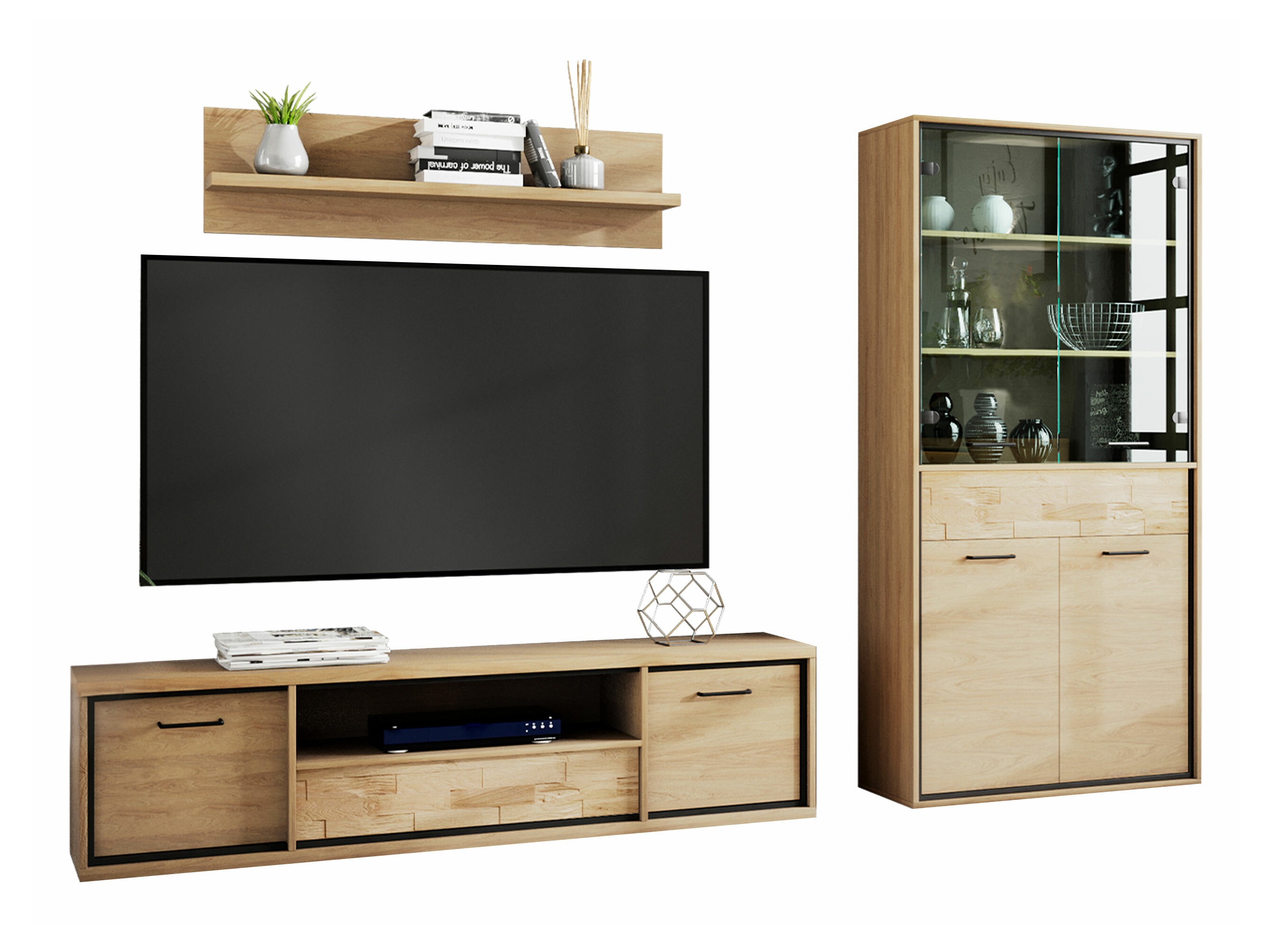 Parete attrezzata Etrmoni 119 (Luminoso legno + Quercia)