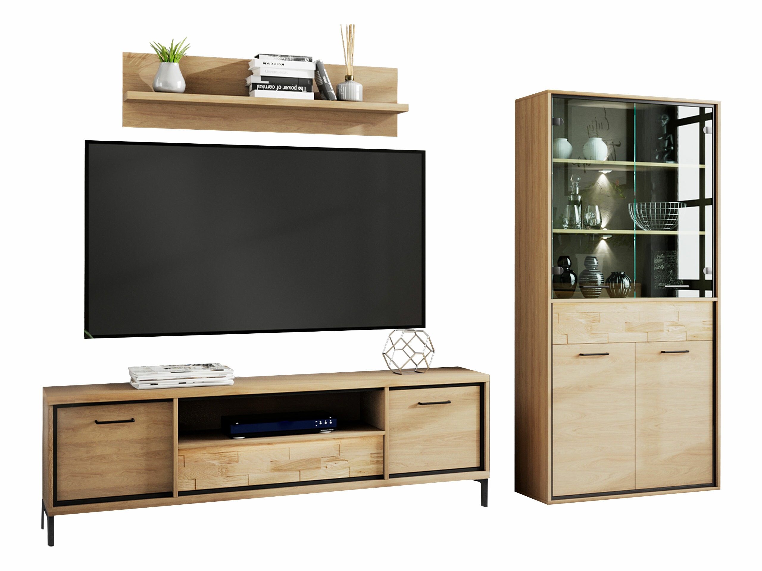 Parete attrezzata Etrmoni 119 (Luminoso legno + Quercia)