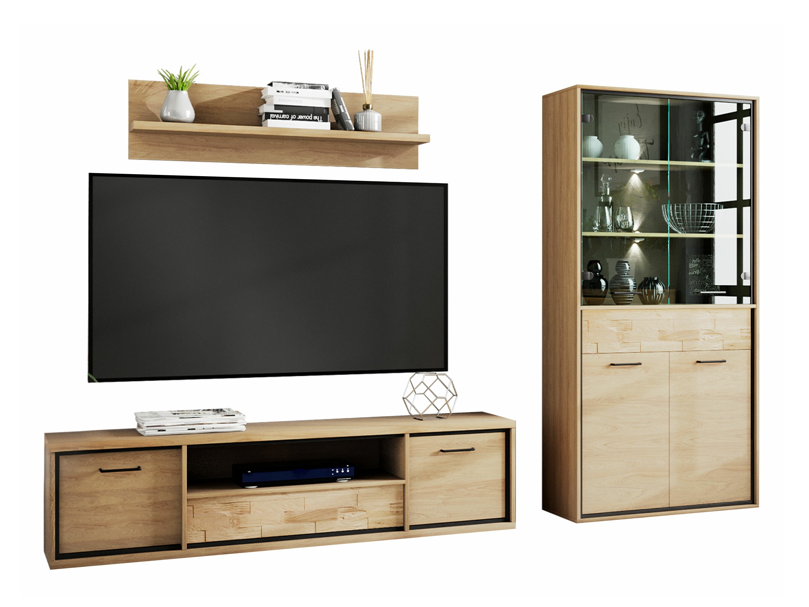 Parete attrezzata Etrmoni 119 (Luminoso legno + Quercia)
