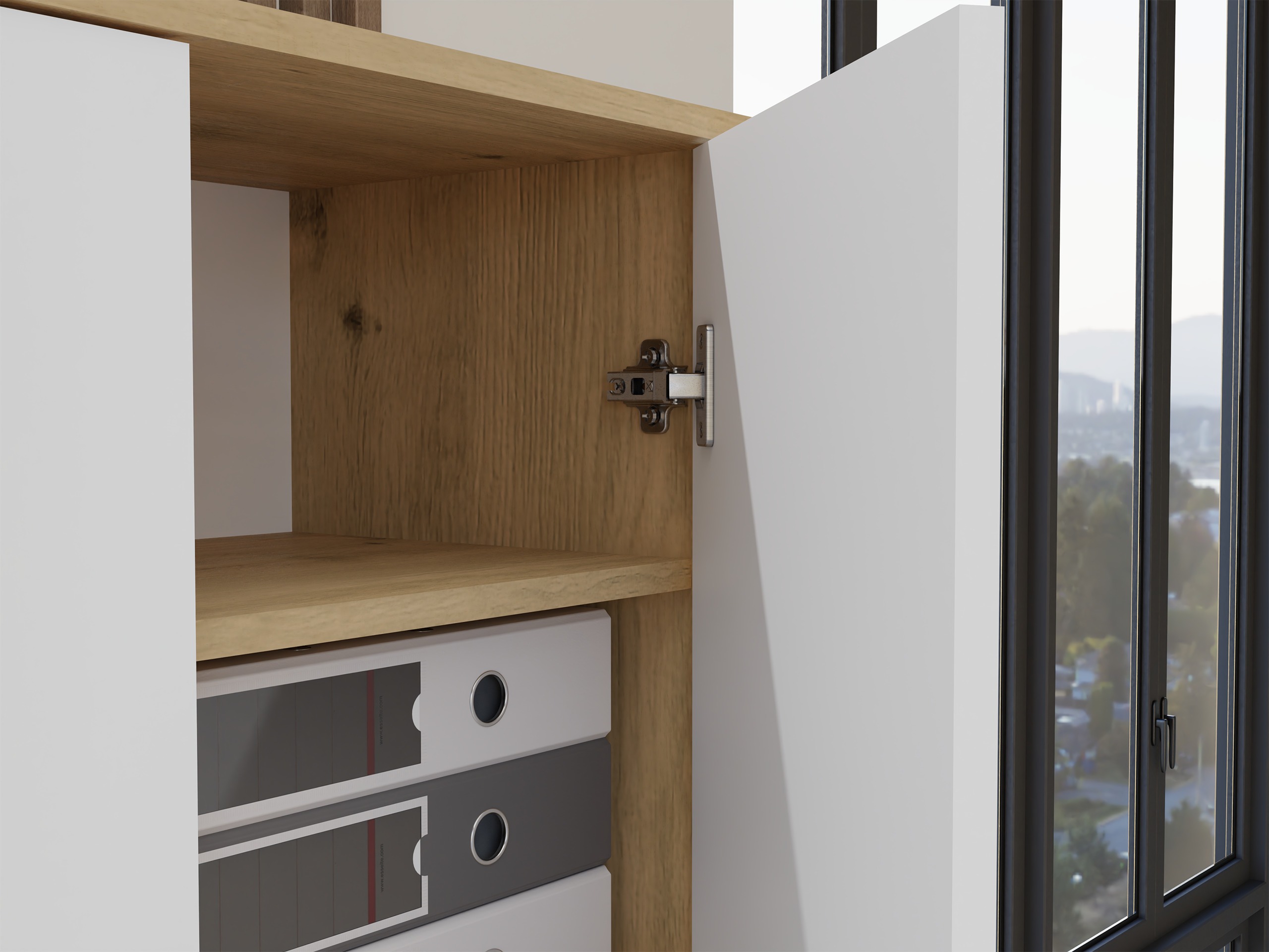 Scaffale Mandeville 196 (Rovere Artisan + Bianco)
