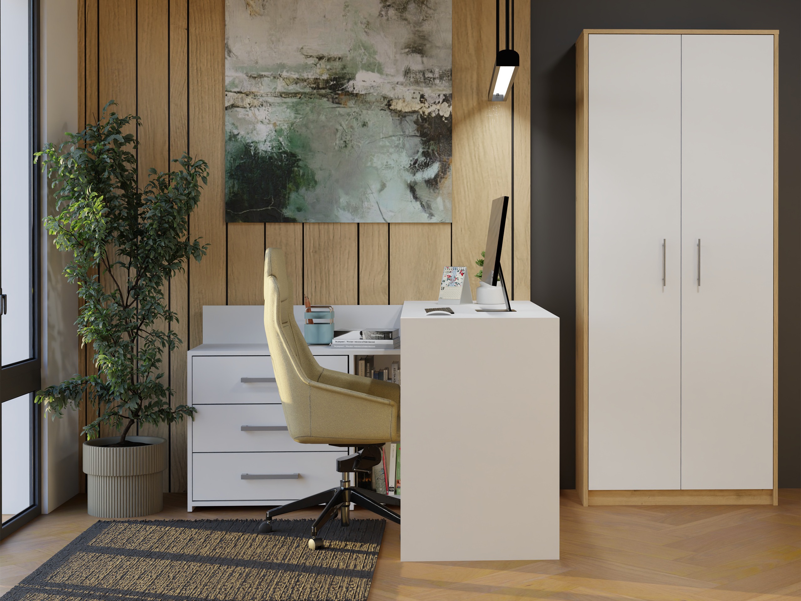 Scaffale Mandeville 196 (Rovere Artisan + Bianco)