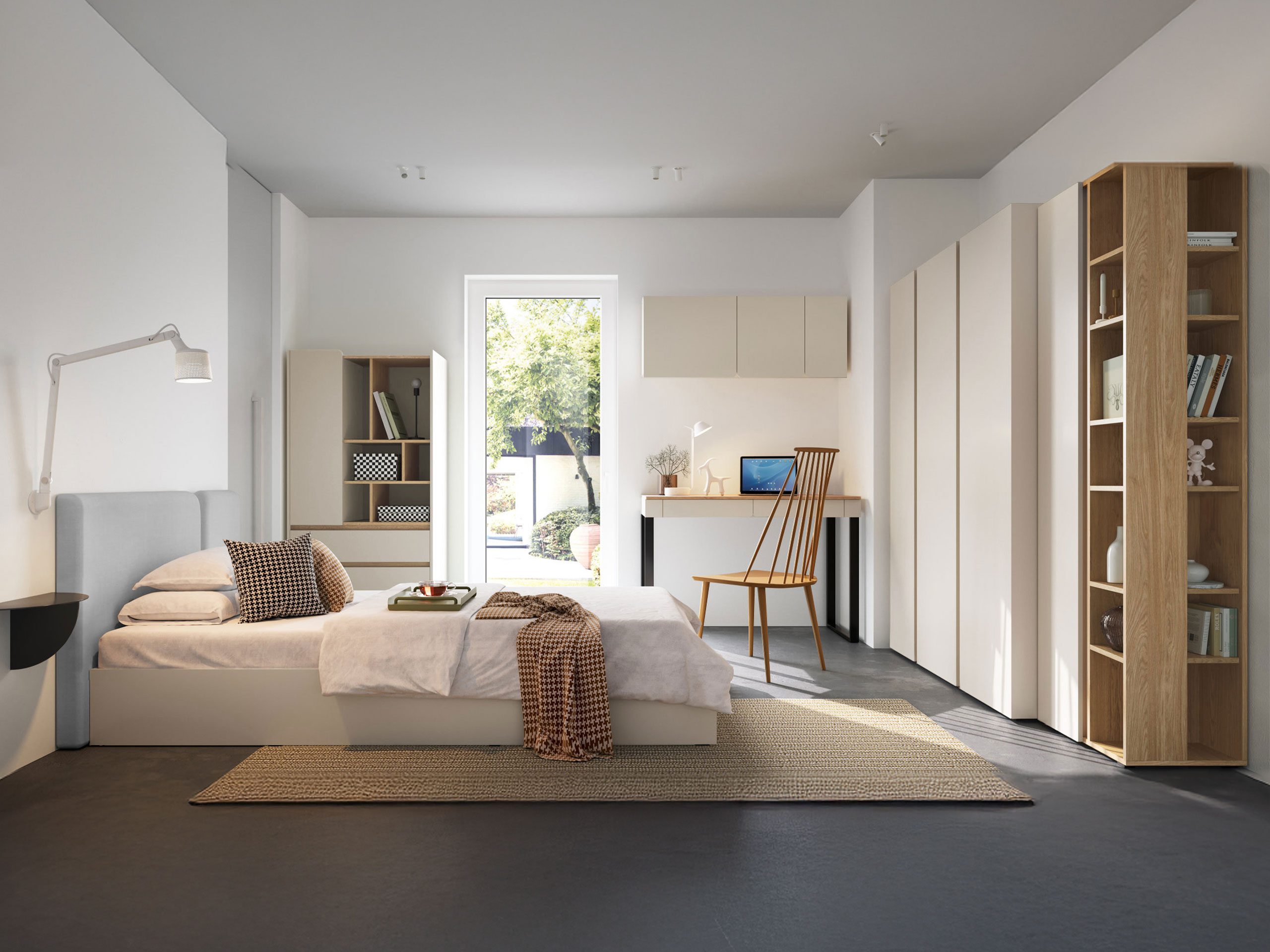 Set di mobili Fiosono 114 (Beige + Rovere chiaro)