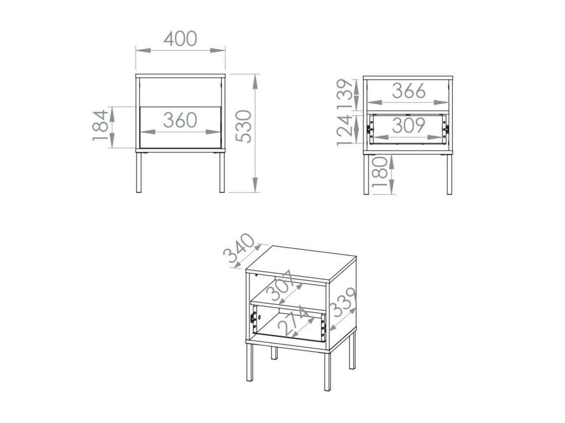 Comodino Virsalo 104 (Cachemire)