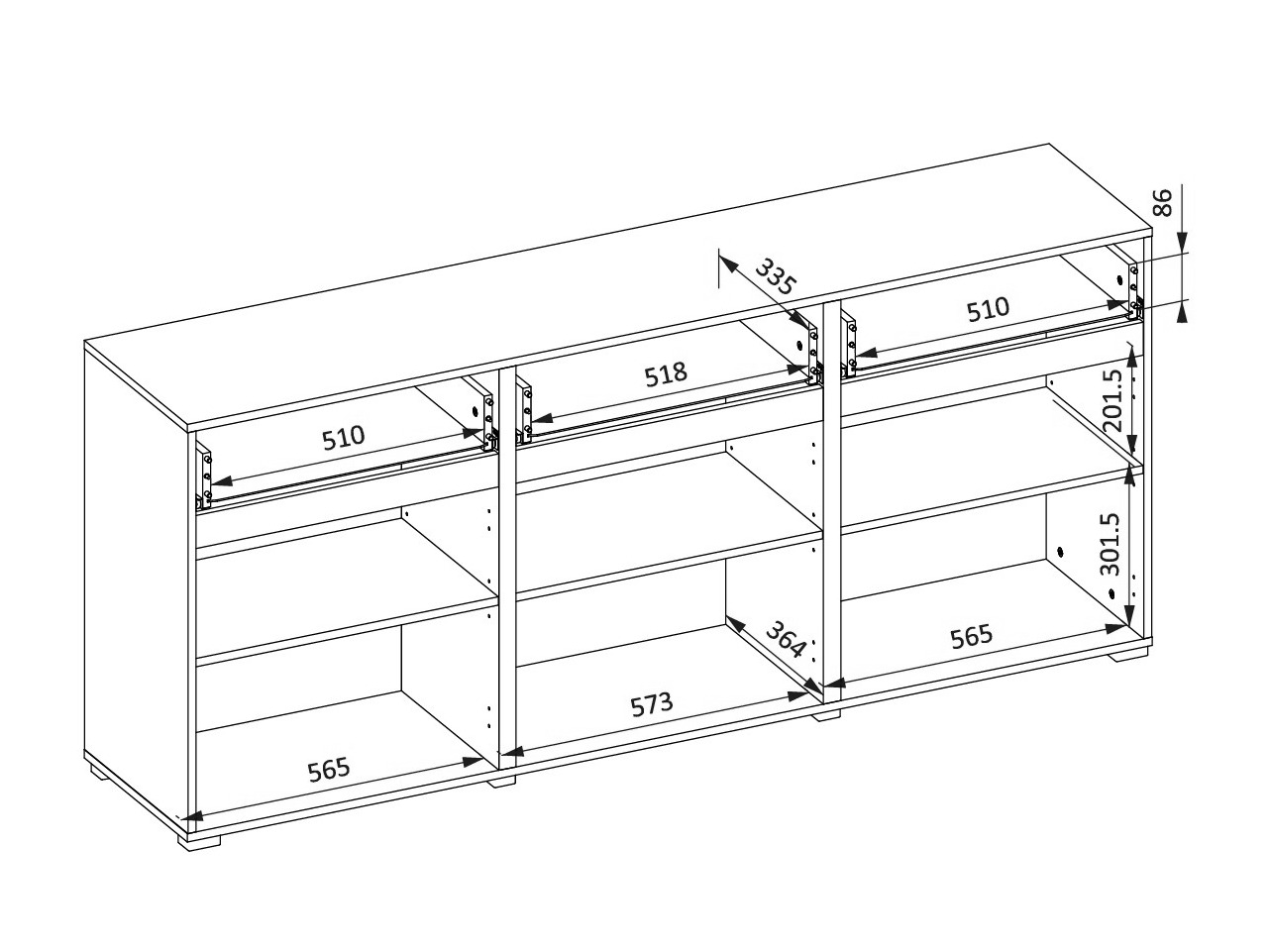 Cassettiera Alfere 103 (Bianco)