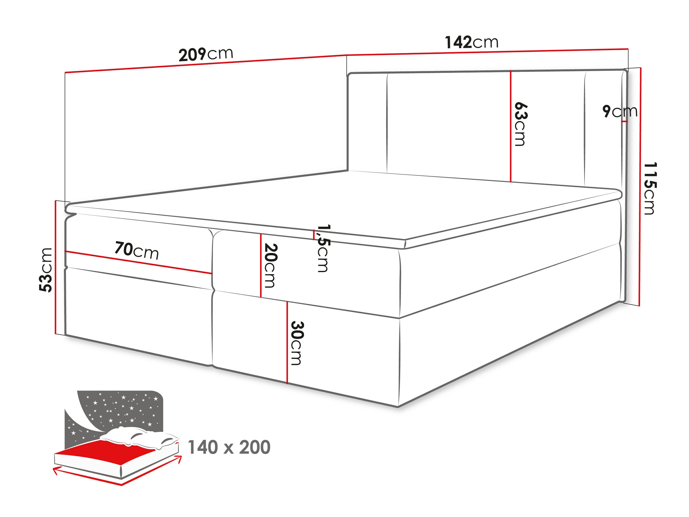Letto continentale Zanesville 101 (Manila 02)