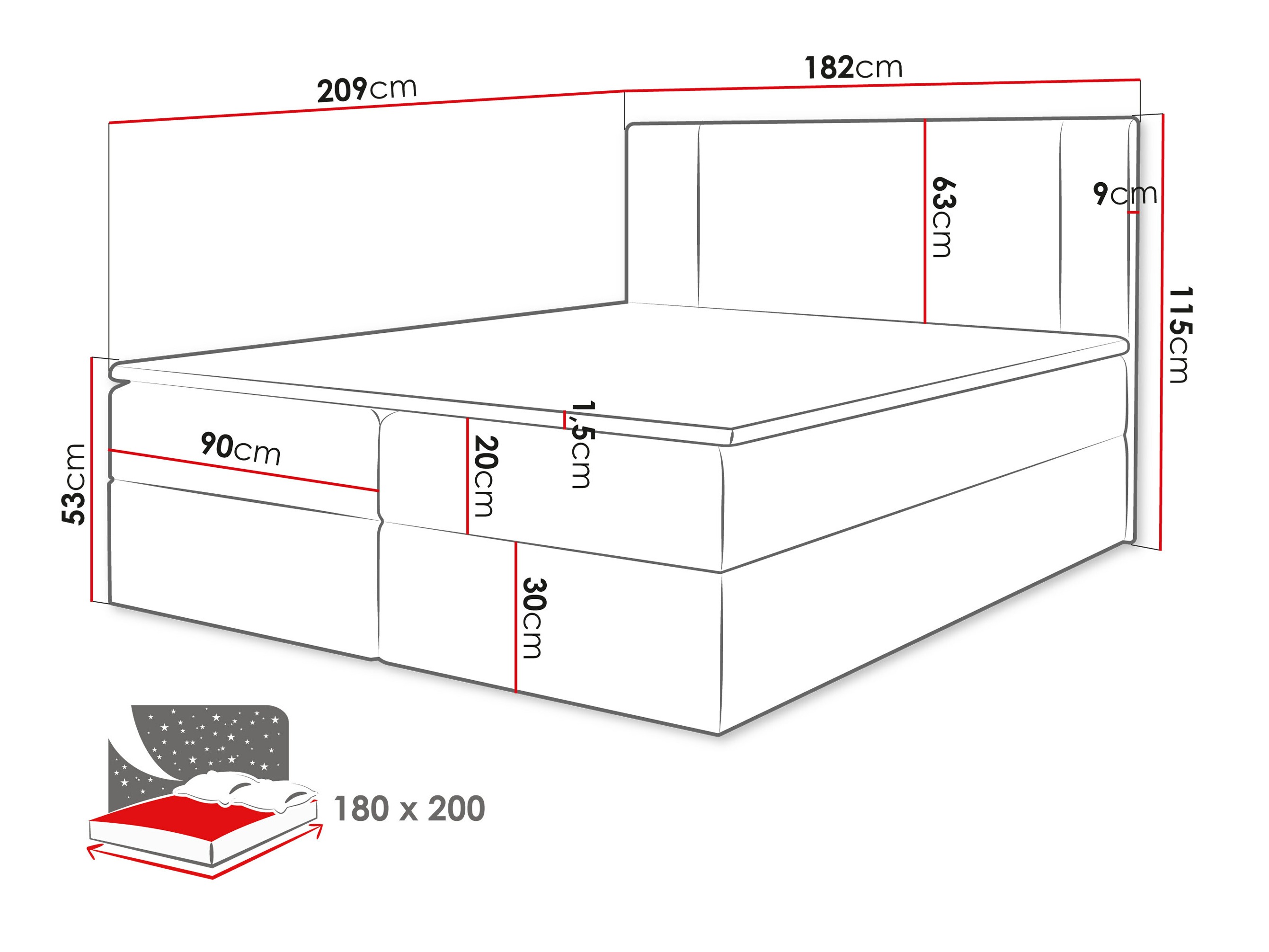 Letto continentale Zanesville 101 (Manila 16)