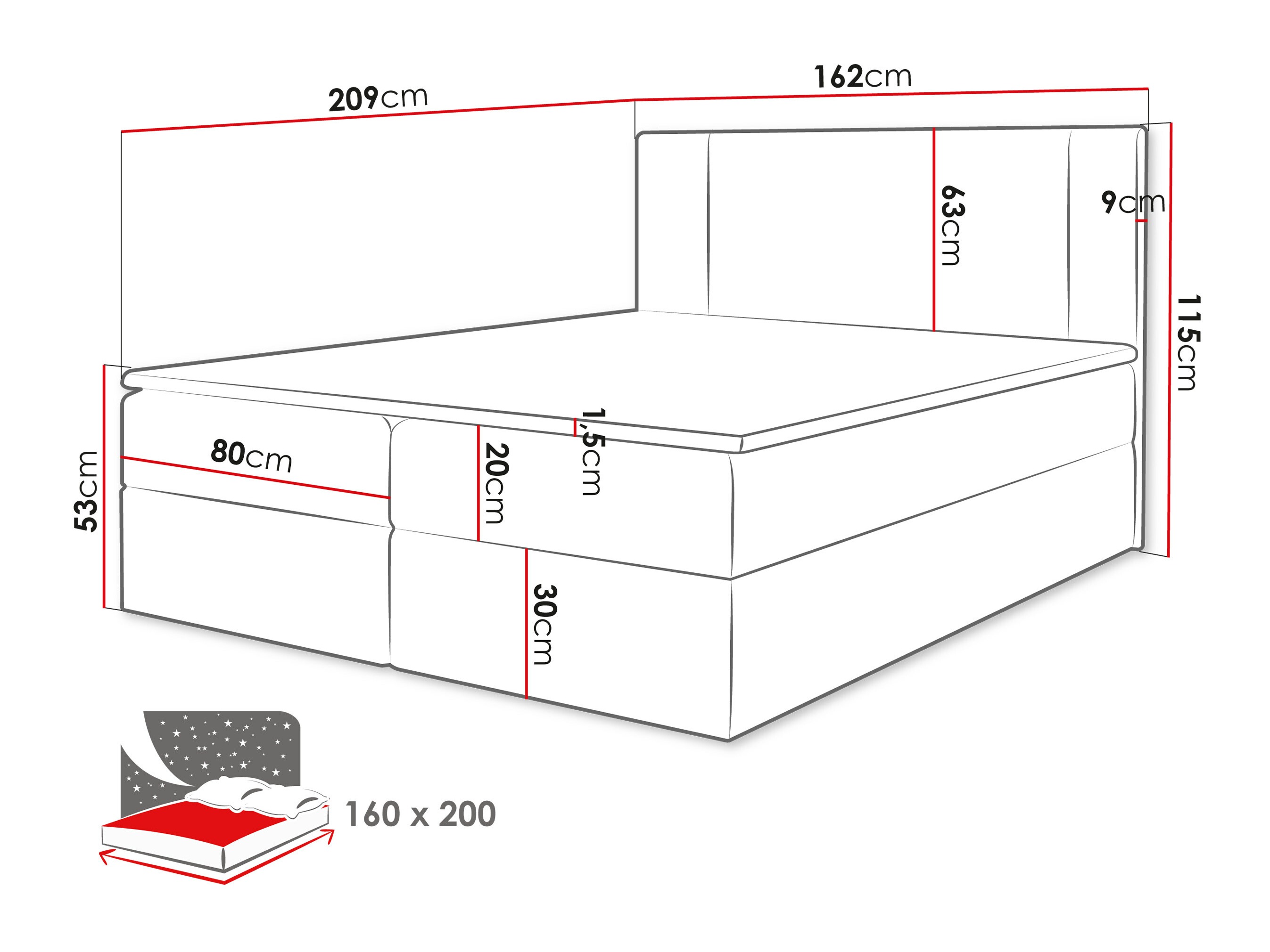 Letto continentale Zanesville 101 (Manila 18)
