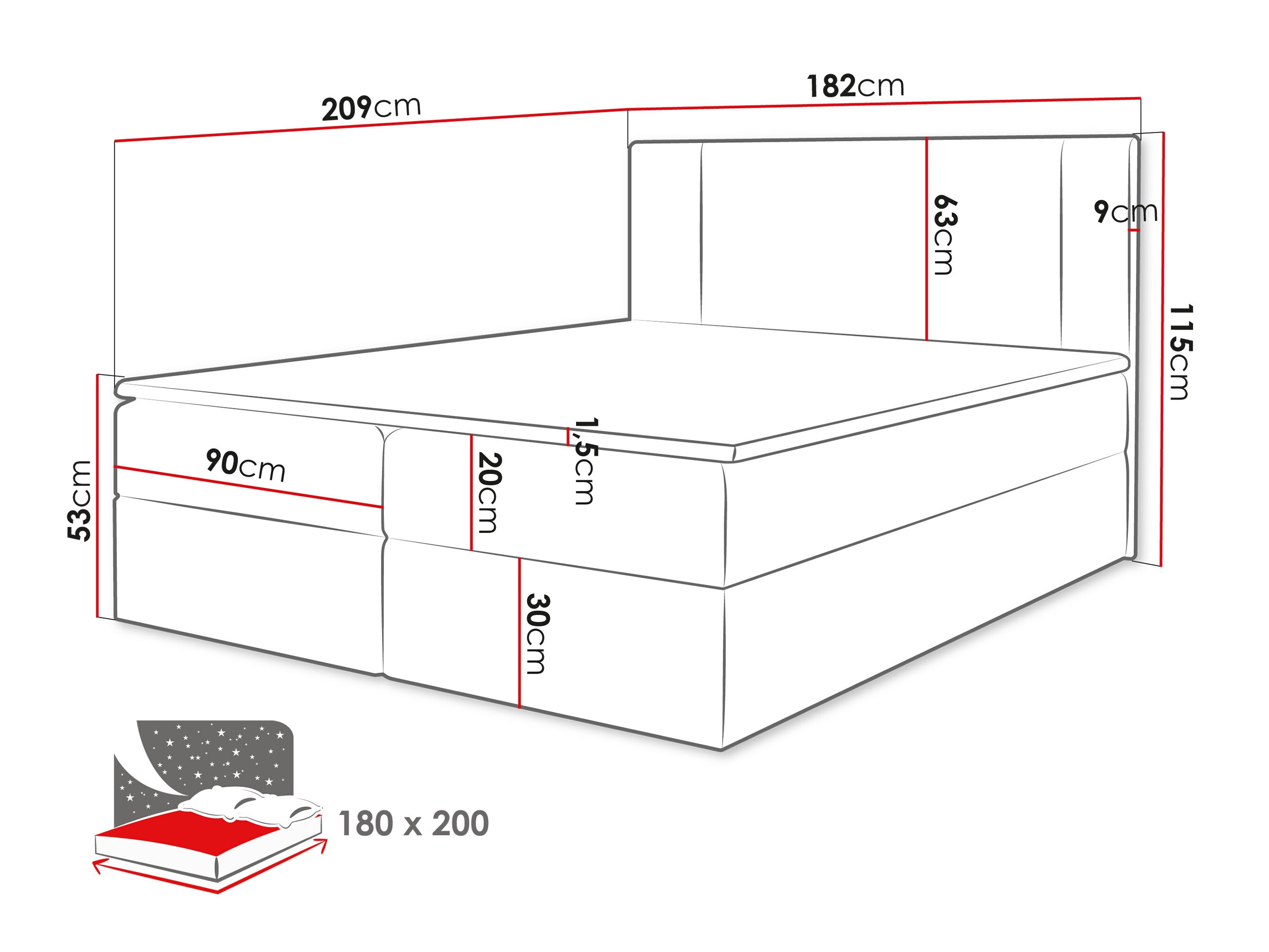 Letto continentale Zanesville 101 (Manila 18)
