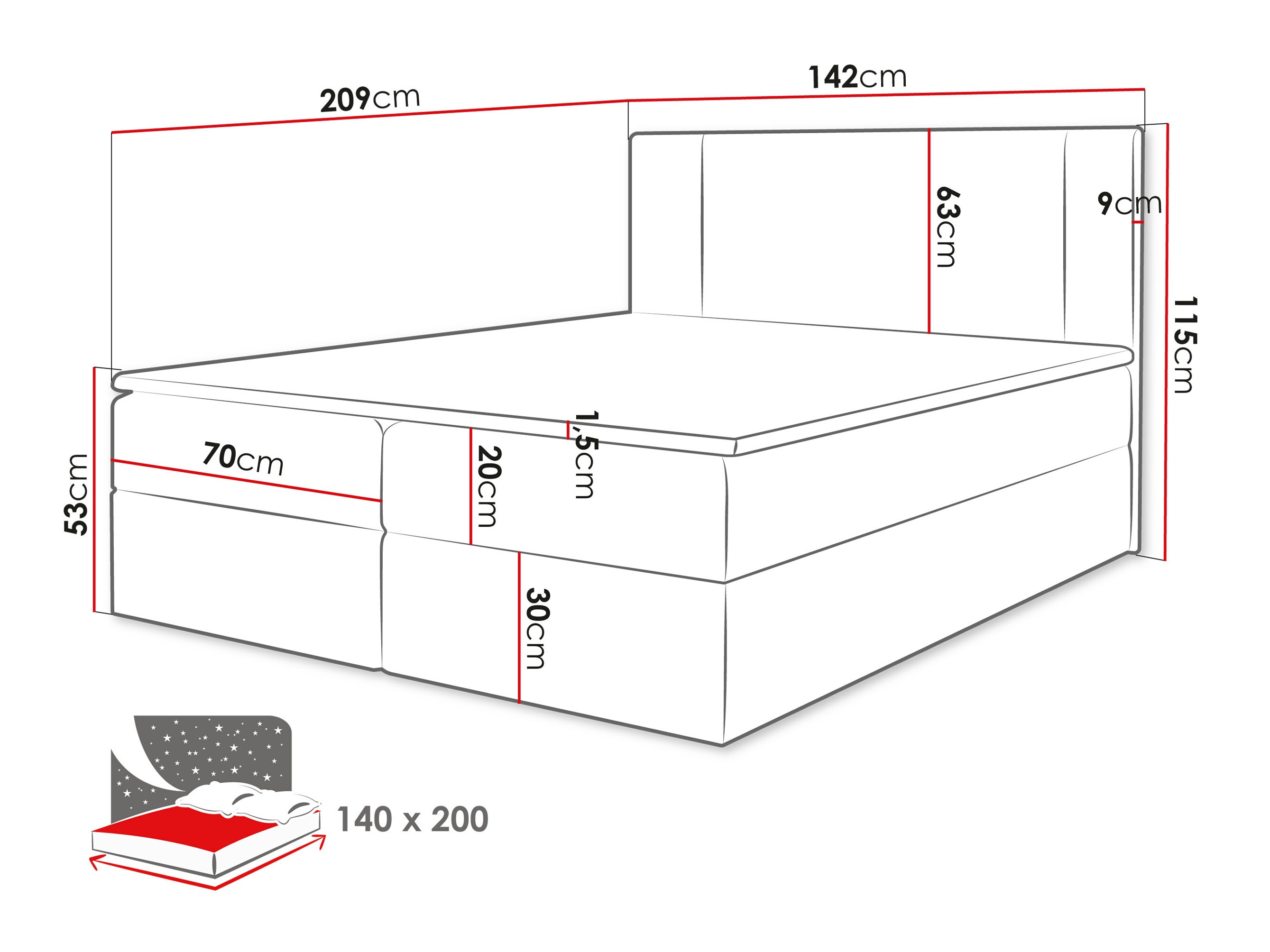 Letto continentale Zanesville 101 (Manila 22)