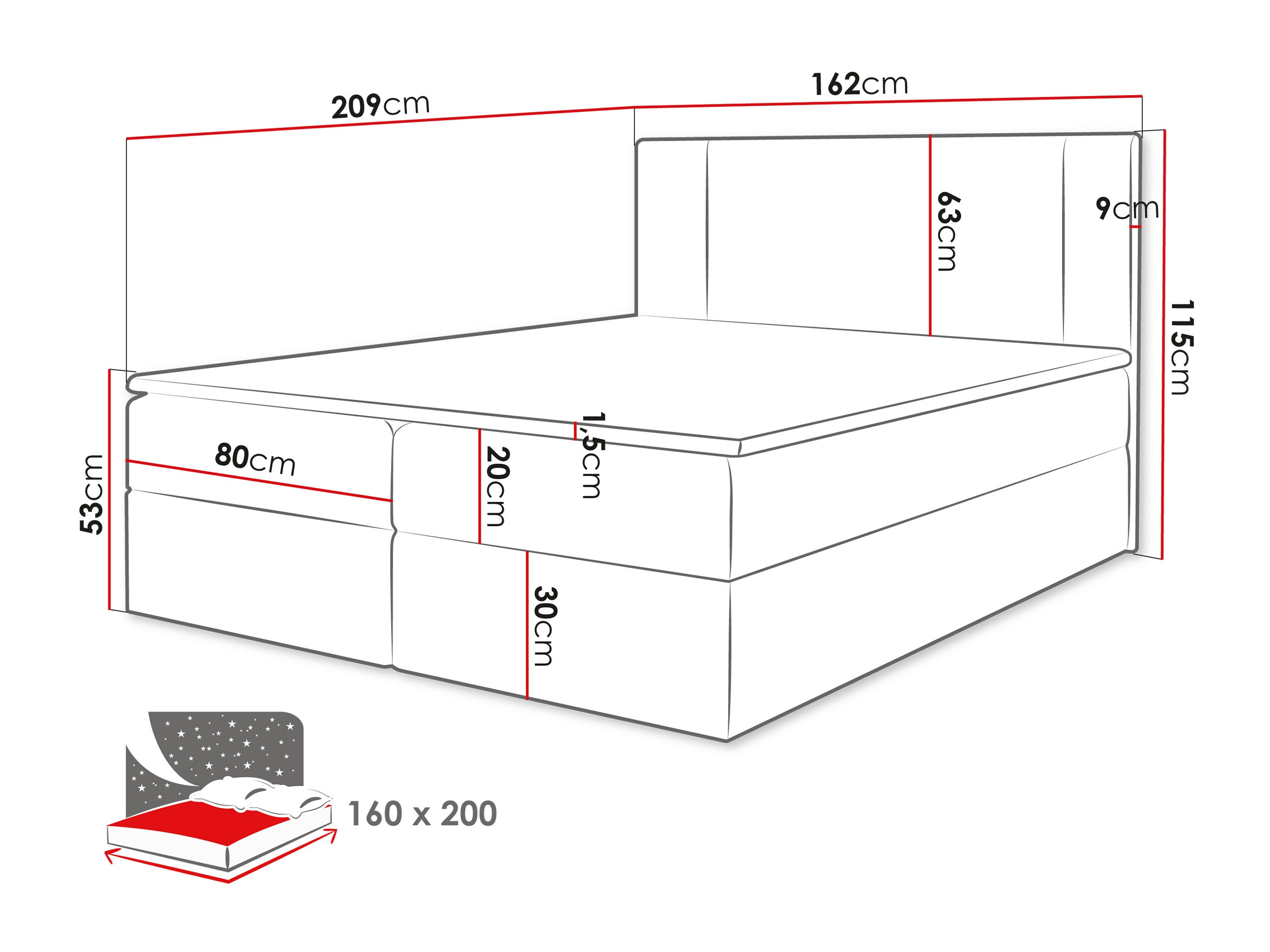 Letto continentale Zanesville 101 (Manila 22)