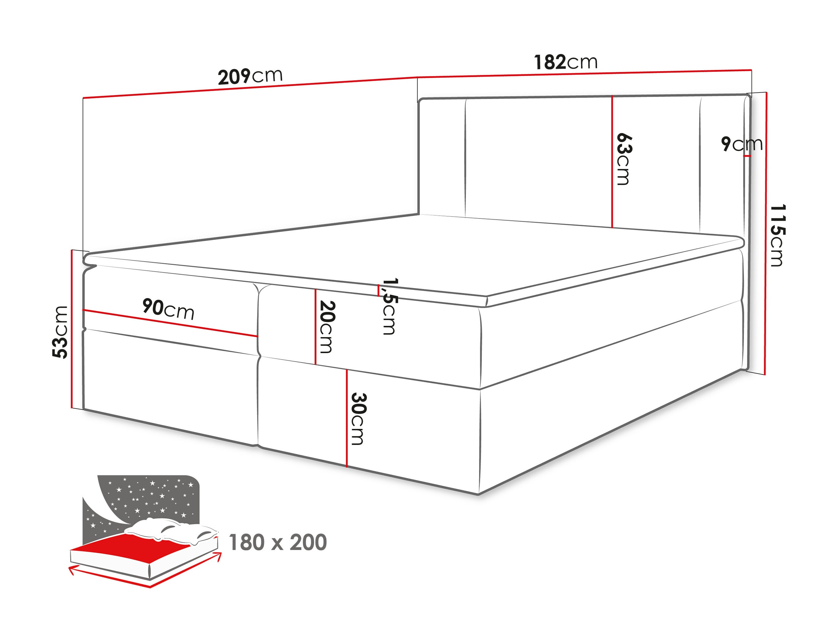 Letto continentale Zanesville 101 (Manila 22)