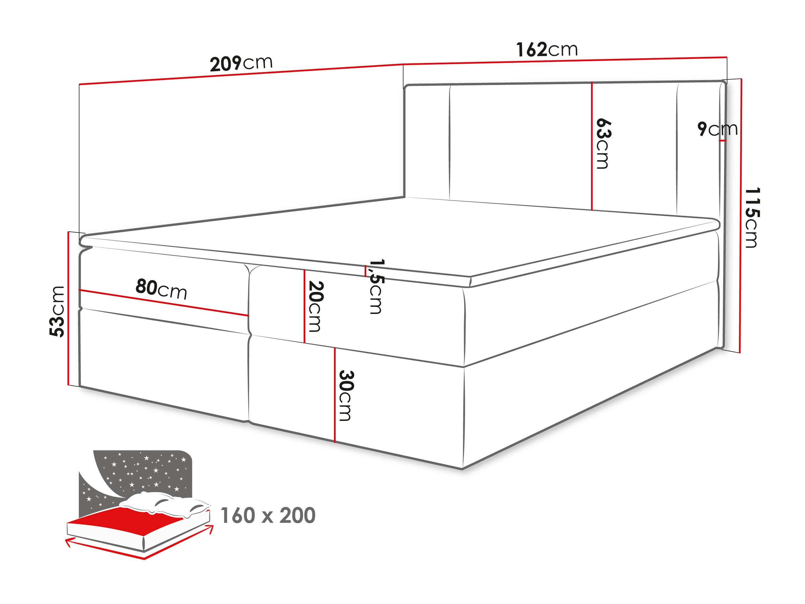 Letto continentale Zanesville 101 (Manila 35)
