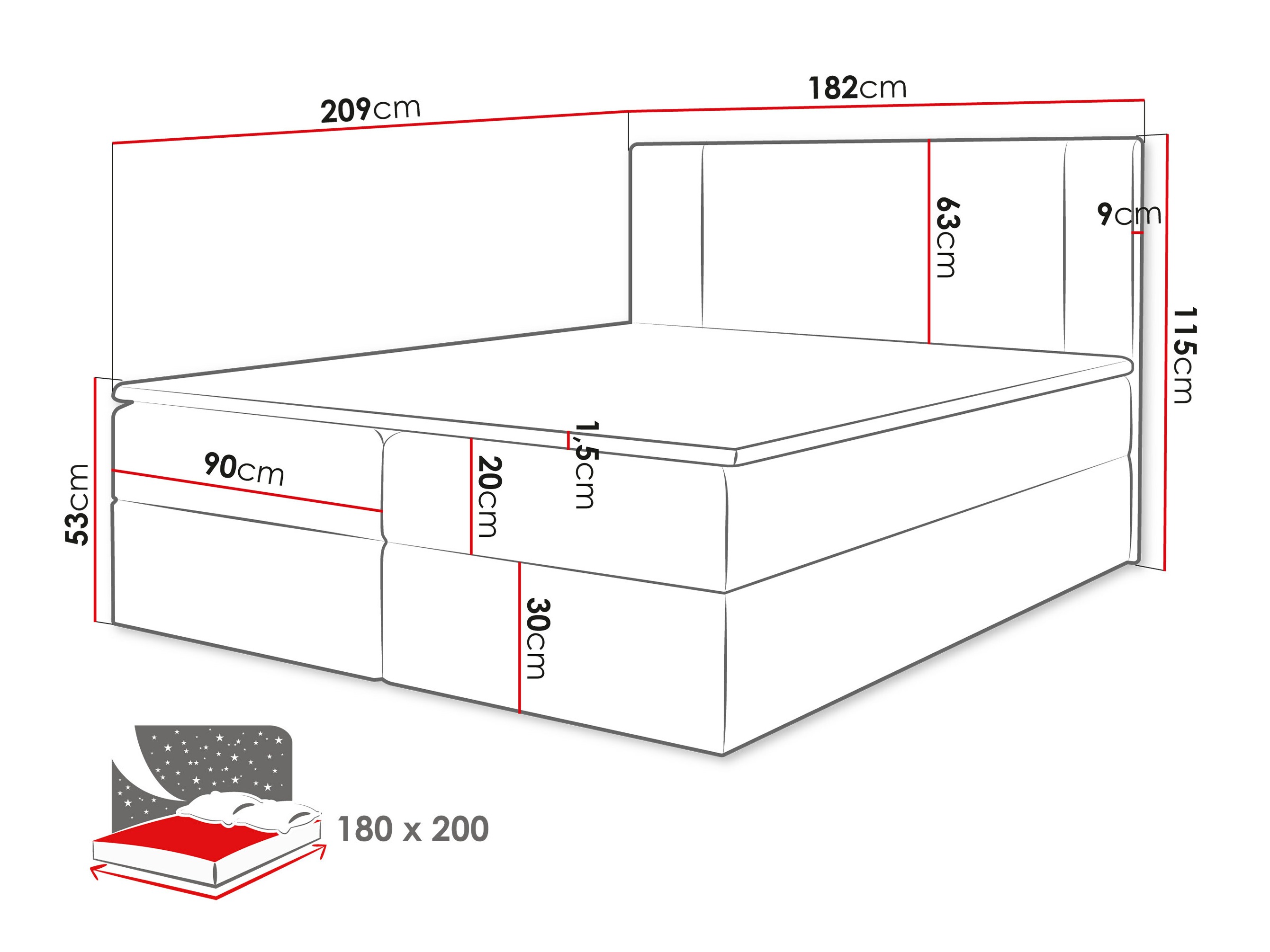 Letto continentale Zanesville 101 (Manila 35)