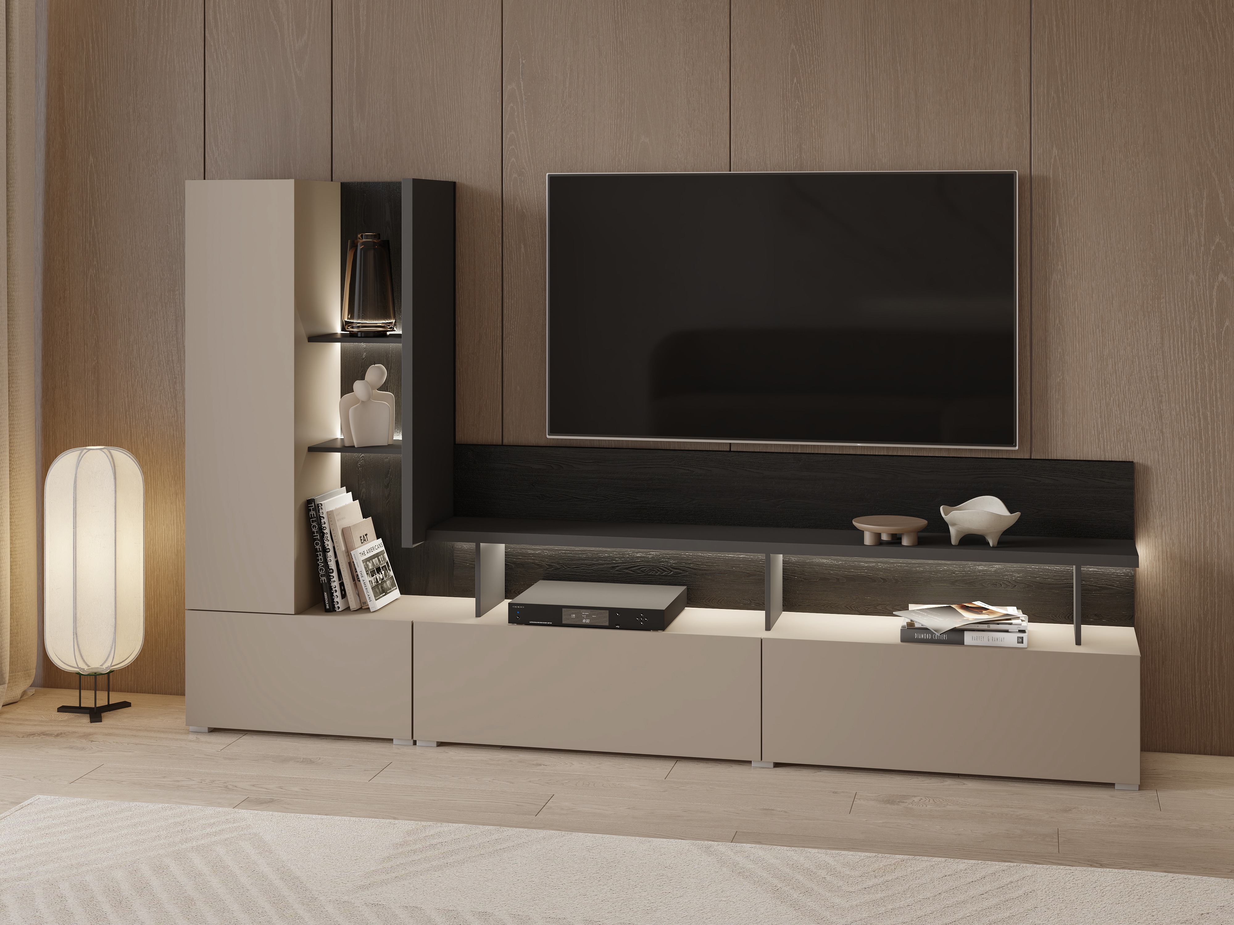 Parete attrezzata Virvele 101 (Congo + Antracite)
