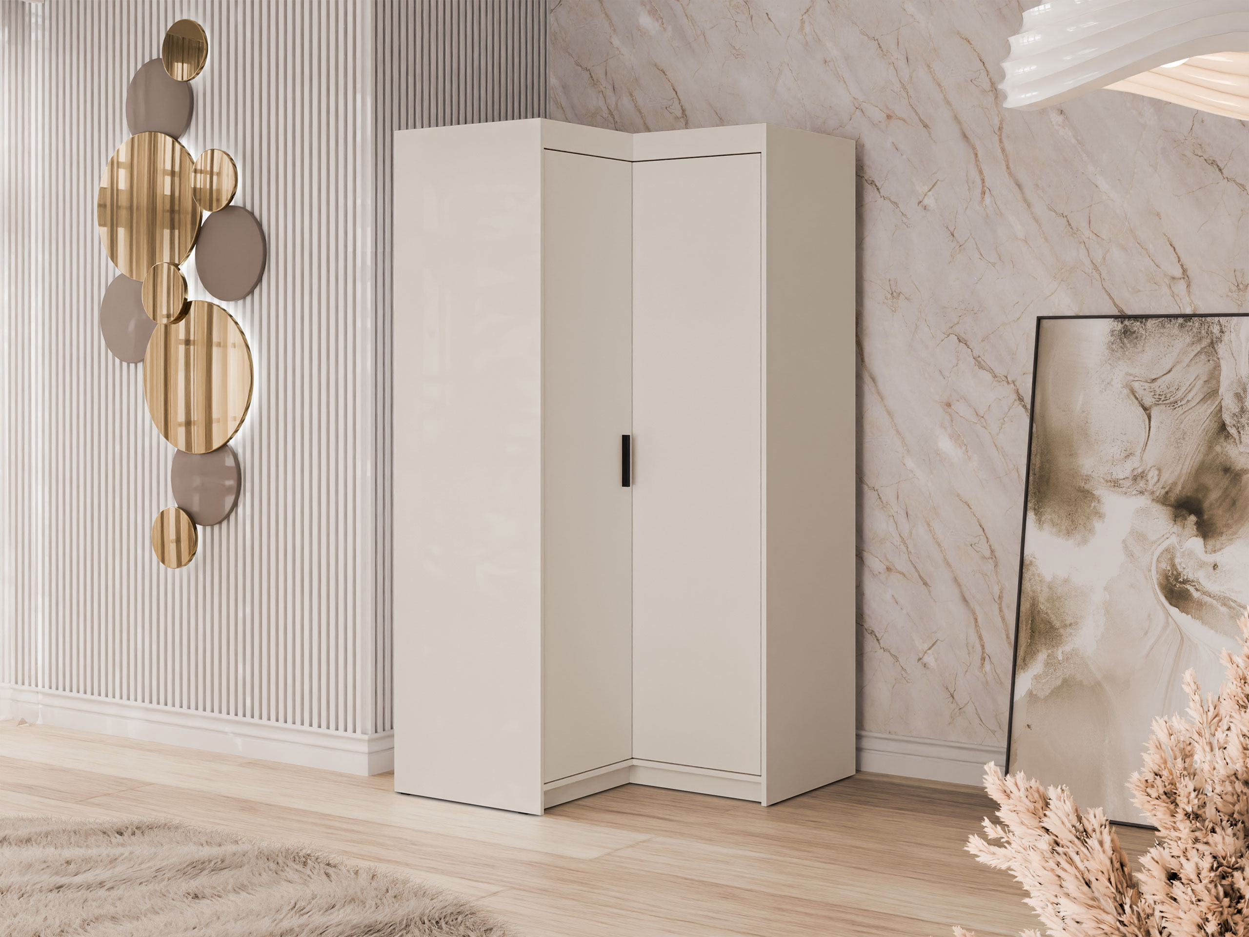 Armadio ad angolo Novduni 116 (Beige)