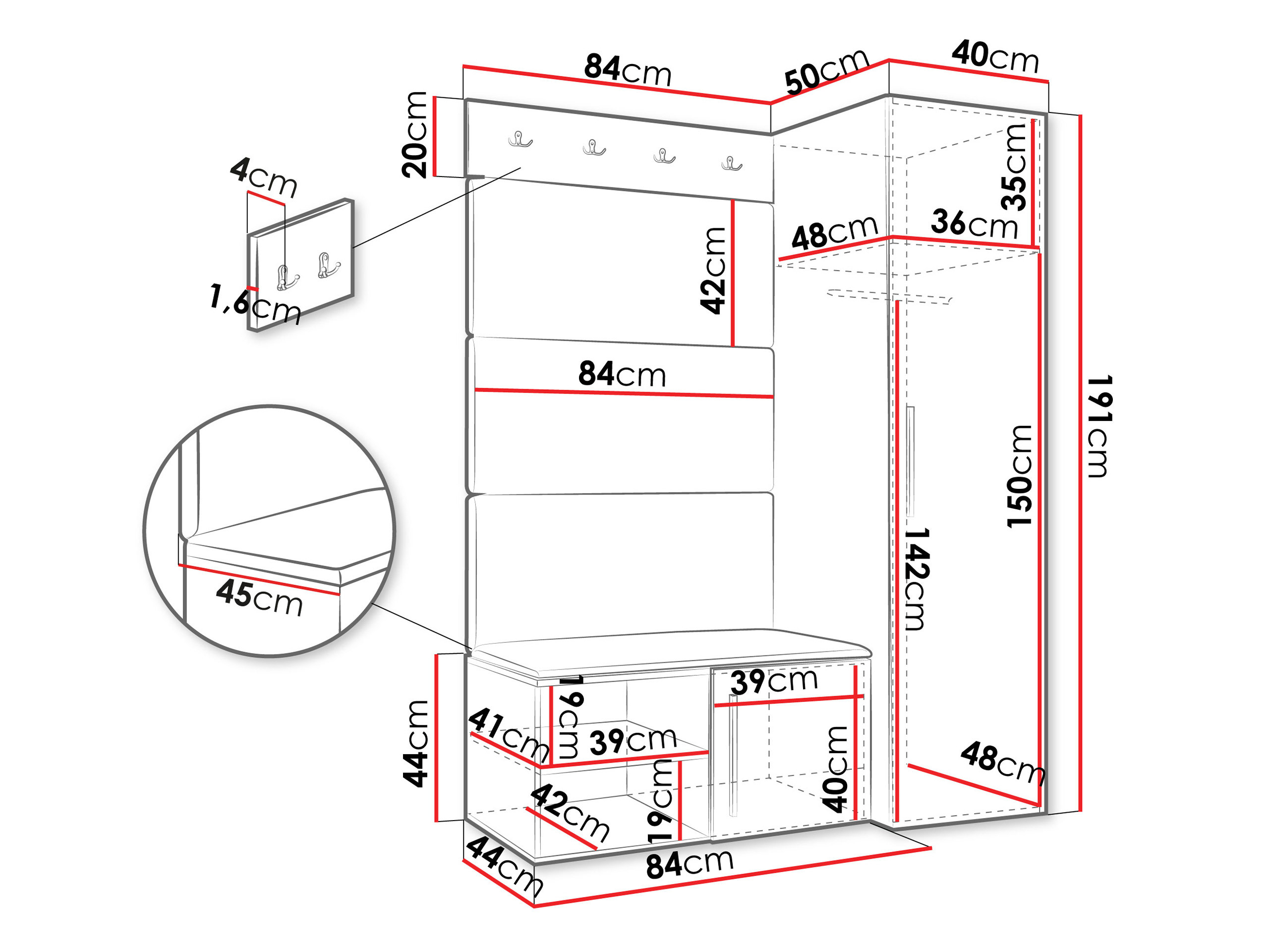 Set arredo da corridoio Nitos II (Bianco)