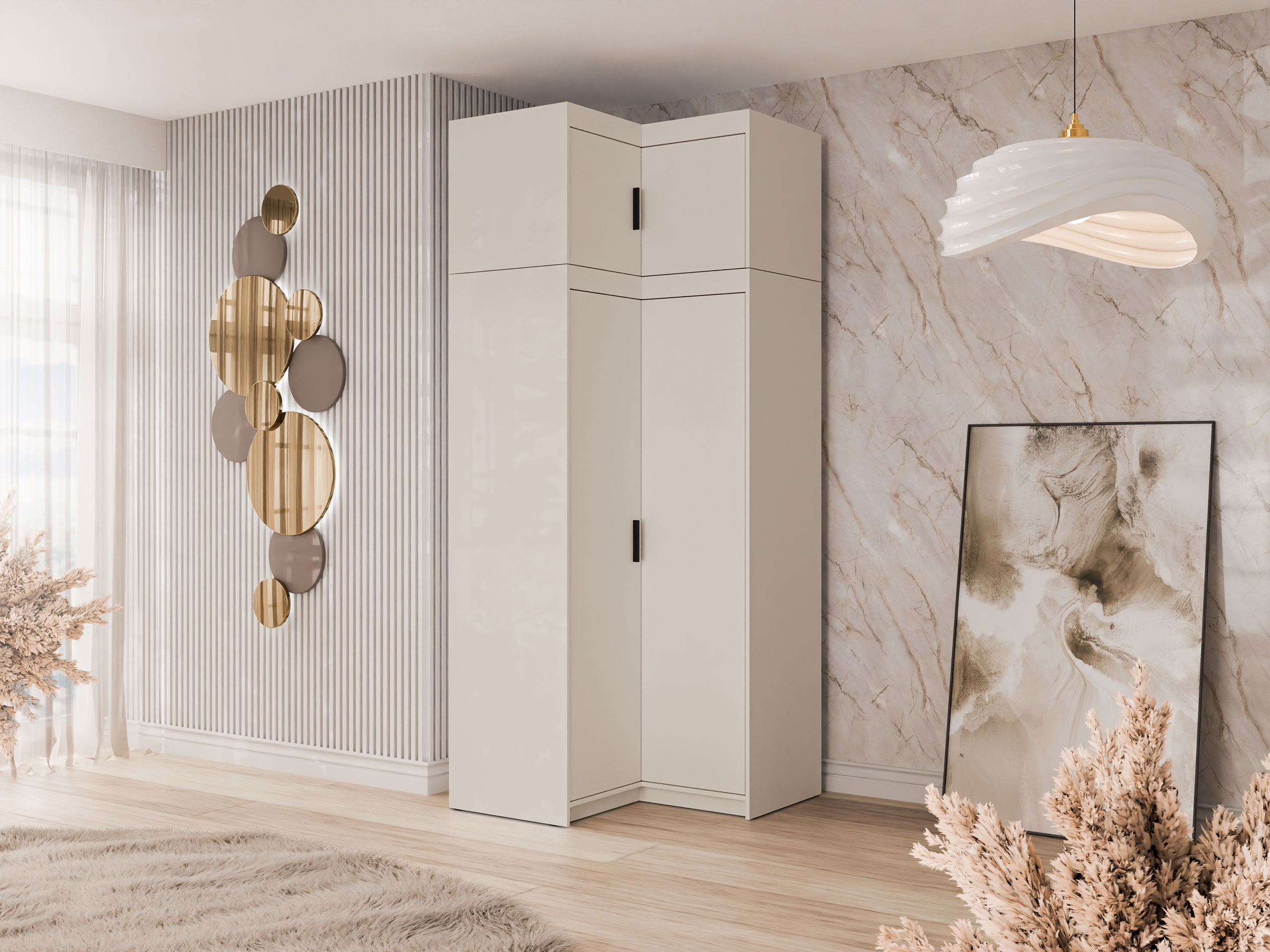 Armadio ad angolo Novduni 121 (Beige)